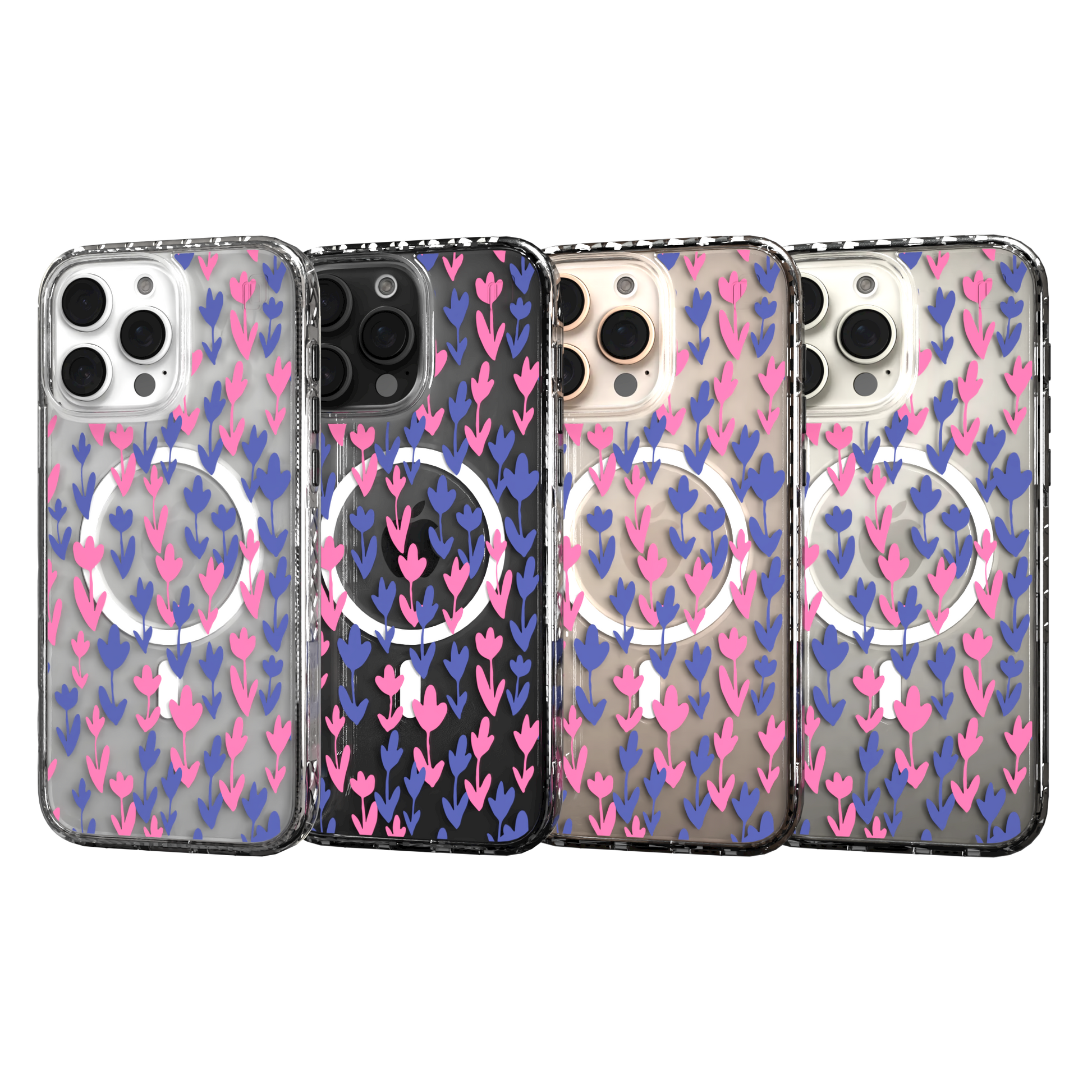 iPhone 16 Series | MagSafe | Flower Case Collection | Pink & Purple Pastel Blooms Pastel Bloom / iPhone 16 Pro Max / Clear