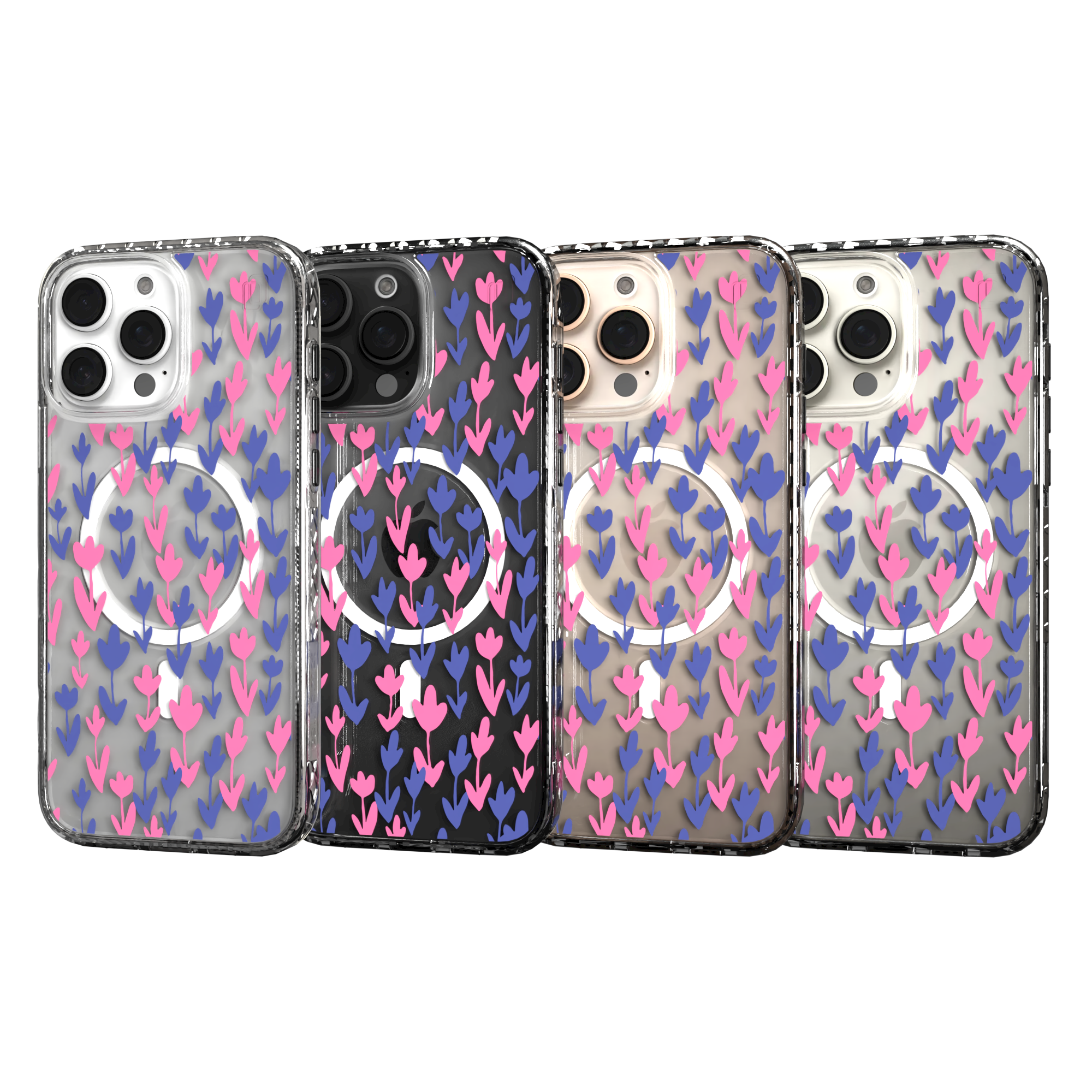 iPhone 16 Series | MagSafe | Flower Case Collection | Pink & Purple Pastel Blooms Pastel Bloom / iPhone 16 Pro Max / Clear