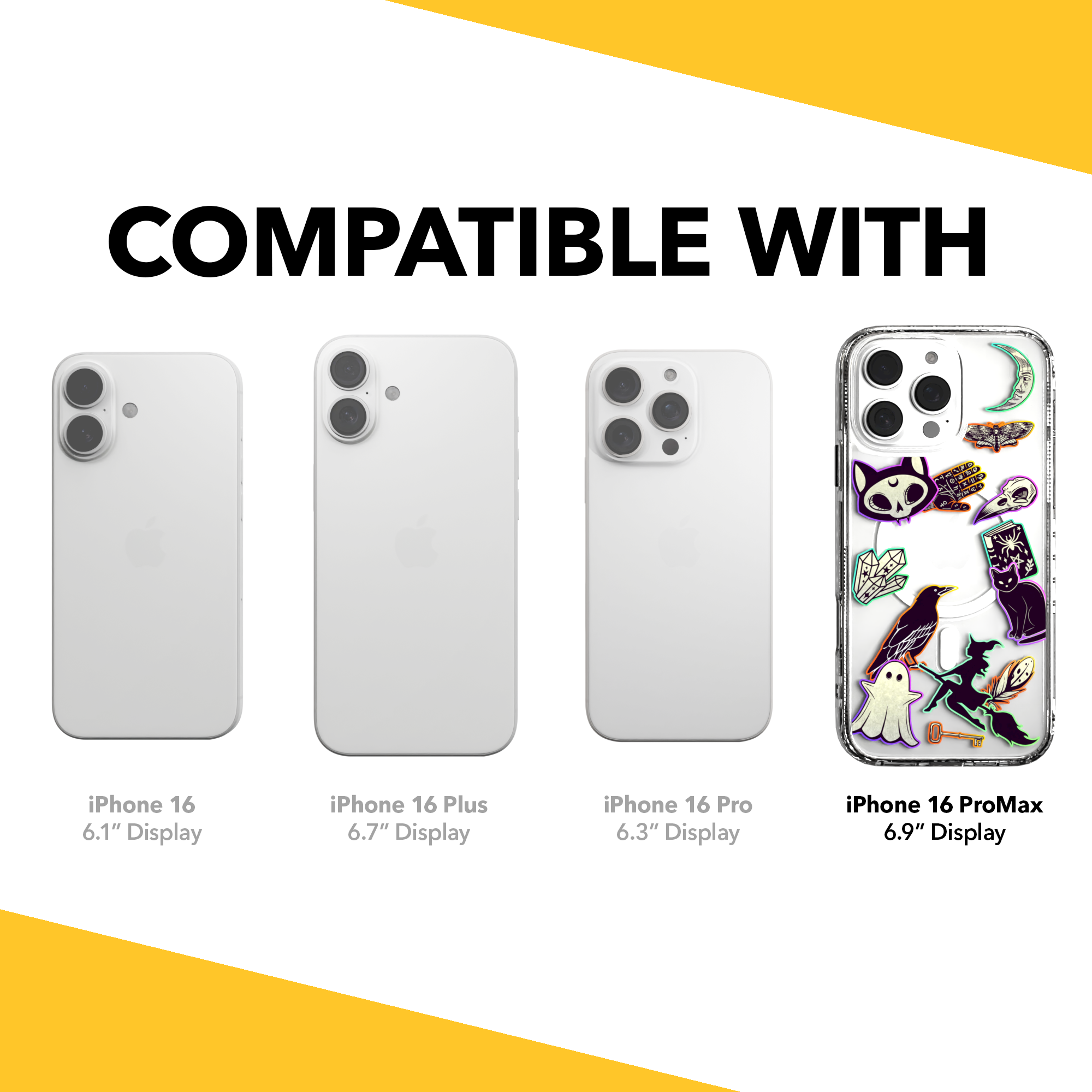 iPhone 16 Series | MagSafe | Halloween Case | Witchy Stickers Witchy Stickers / iPhone 16 Pro Max / Clear