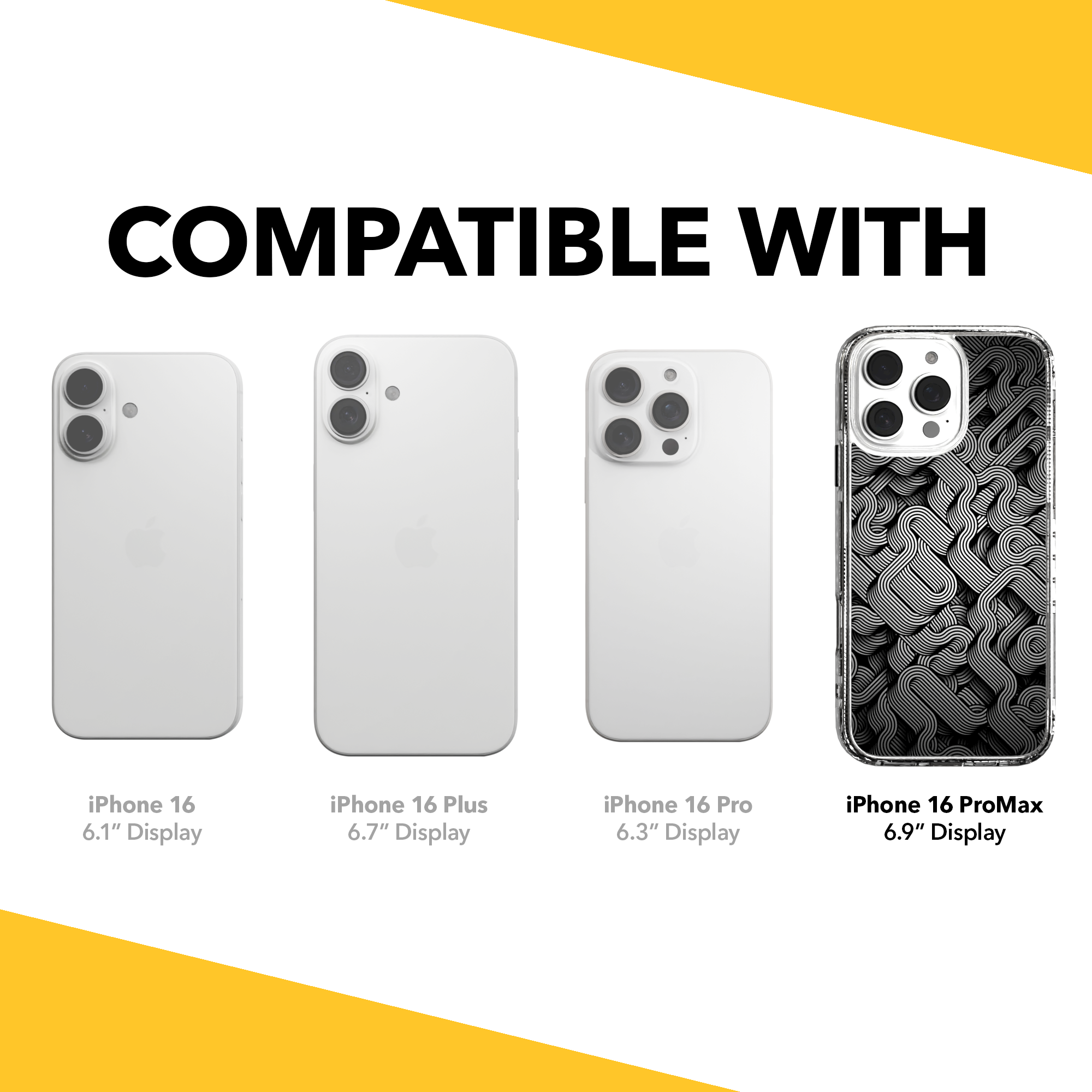 iPhone 16 Series | MagSafe | Monochromatic Case Designs | Black & White Dimensions Black & White Dimensions / iPhone 16 Pro Max / Clear