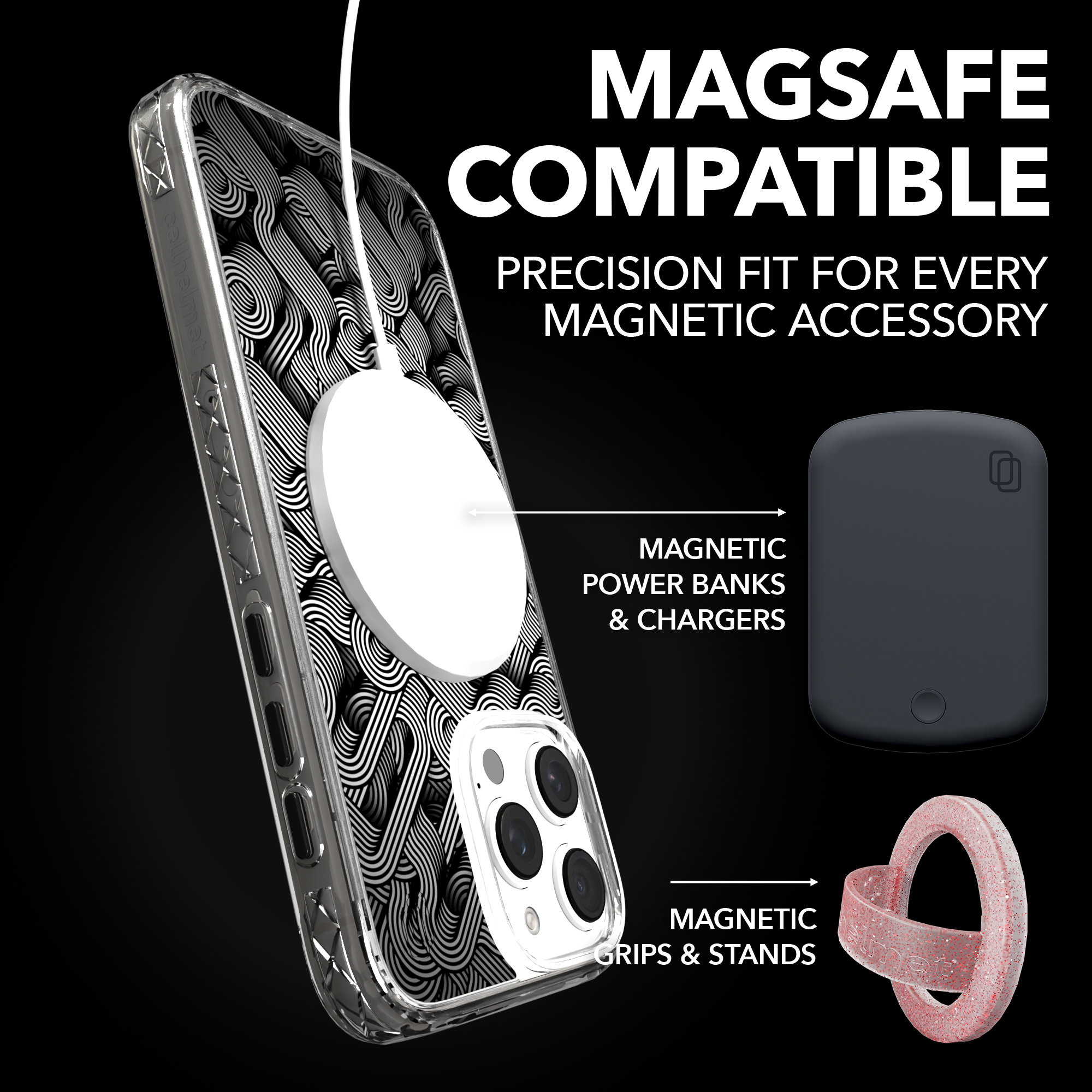 iPhone 16 Series | MagSafe | Monochromatic Case Designs | Black & White Dimensions Black & White Dimensions / iPhone 16 Pro Max / Clear