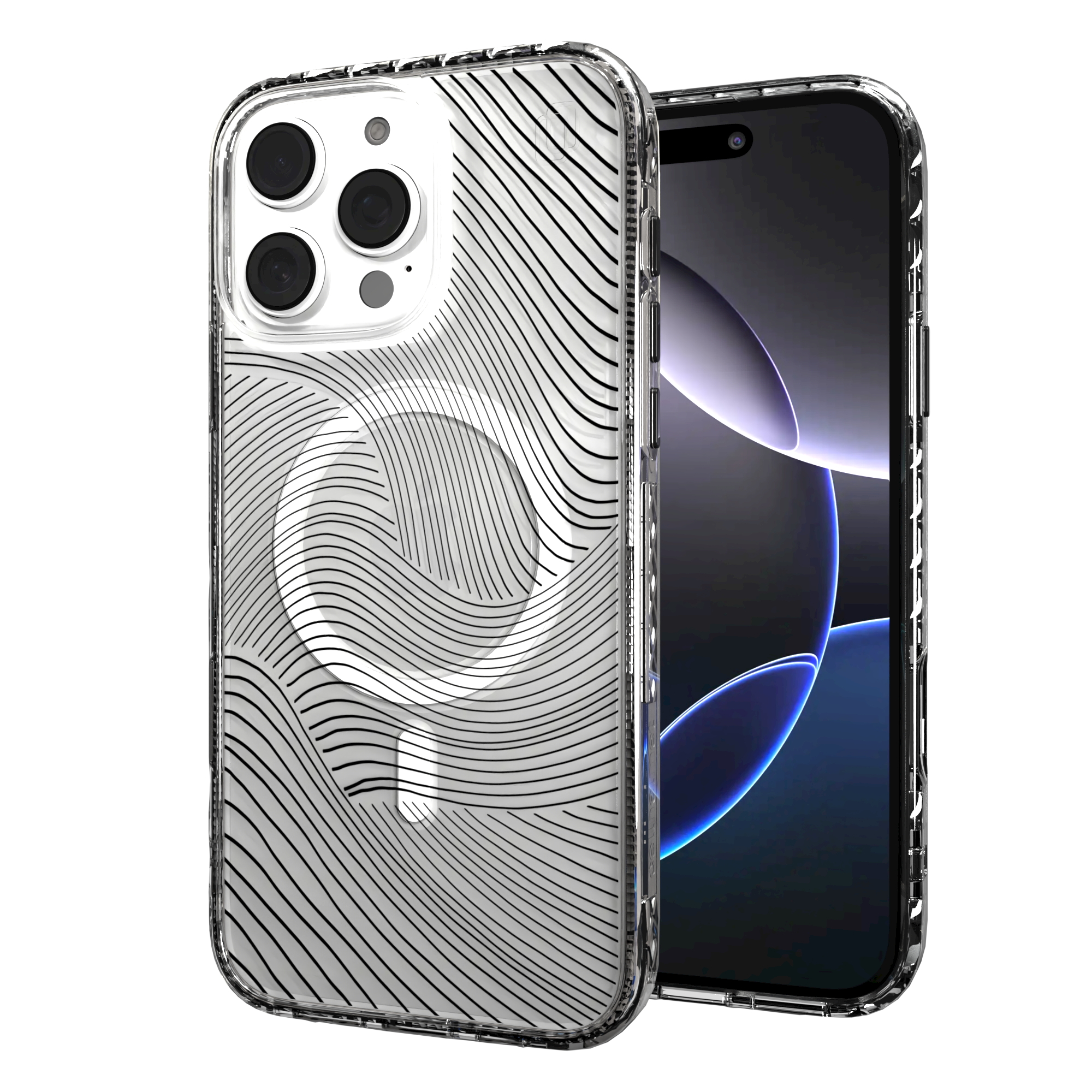 iPhone 16 Series | MagSafe | Abstract Art Case | Retro Clear Waves Retro Clear / iPhone 16 Pro Max / Clear