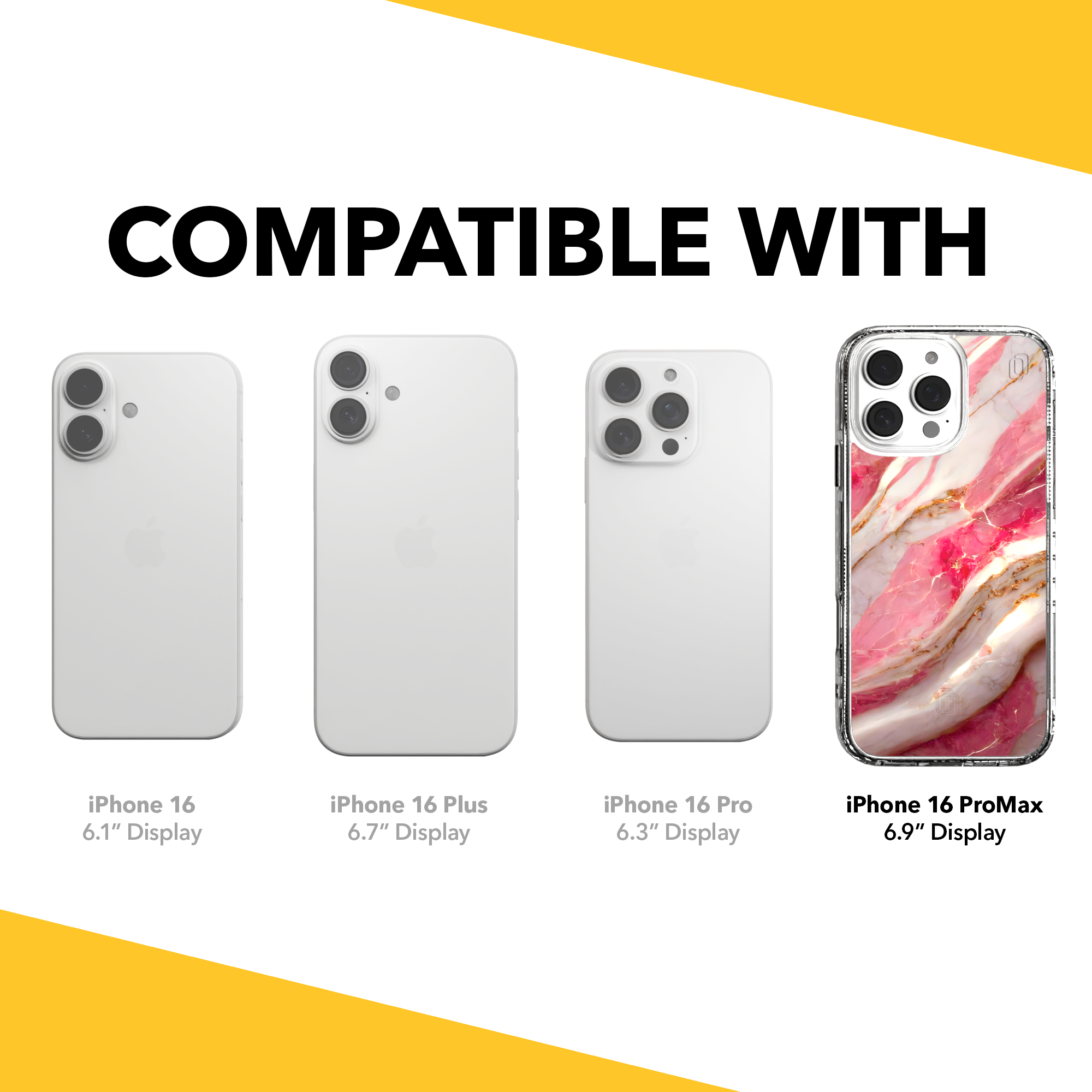 iPhone 16 Series | MagSafe | Stone Beauty Case Collection | New Dawn Pink, White & Gold Marble New Dawn / iPhone 16 Pro Max / Clear