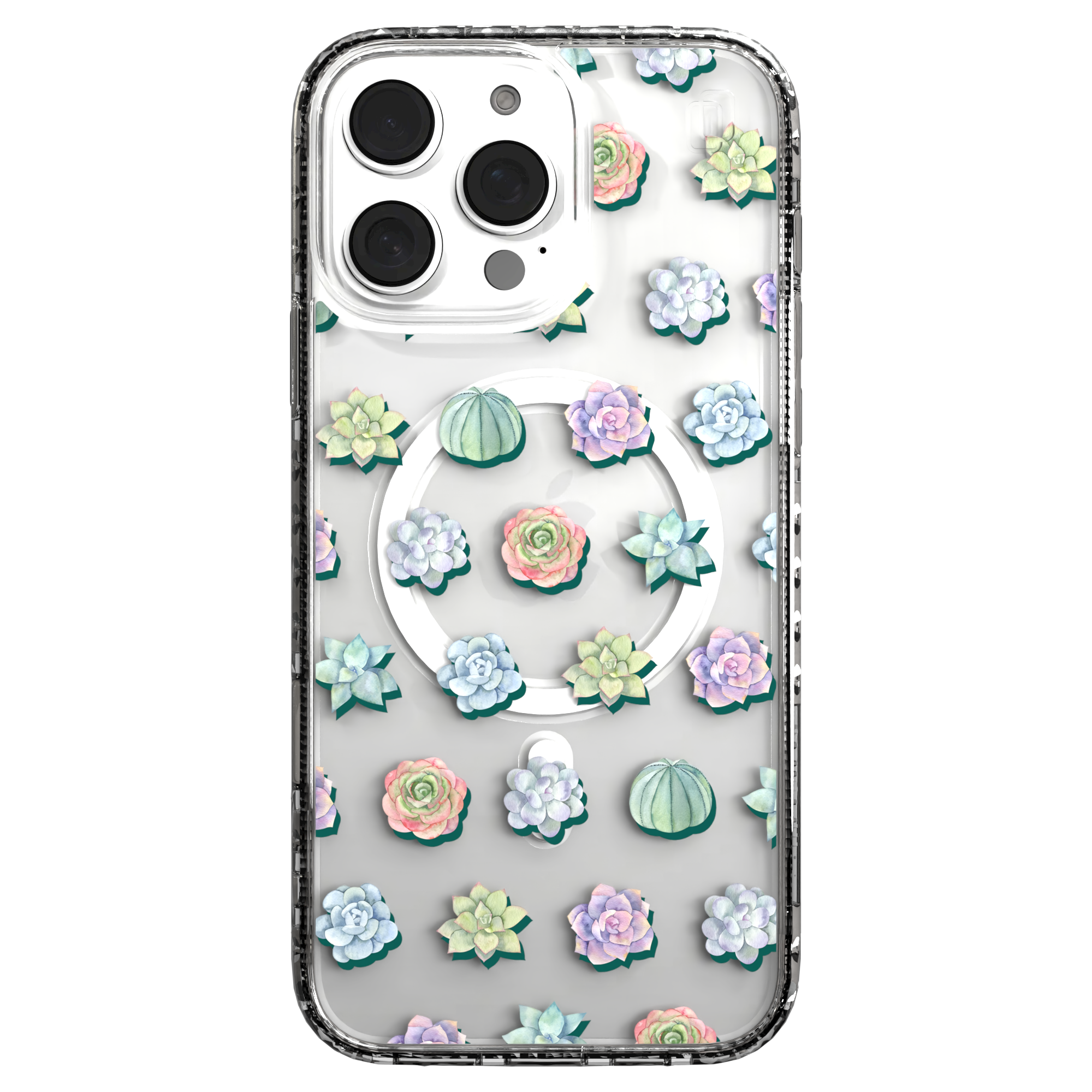 iPhone 16 Series | MagSafe | Nature Case Collection | Succulent Seamless Pattern Succulents / iPhone 16 Pro Max / Clear
