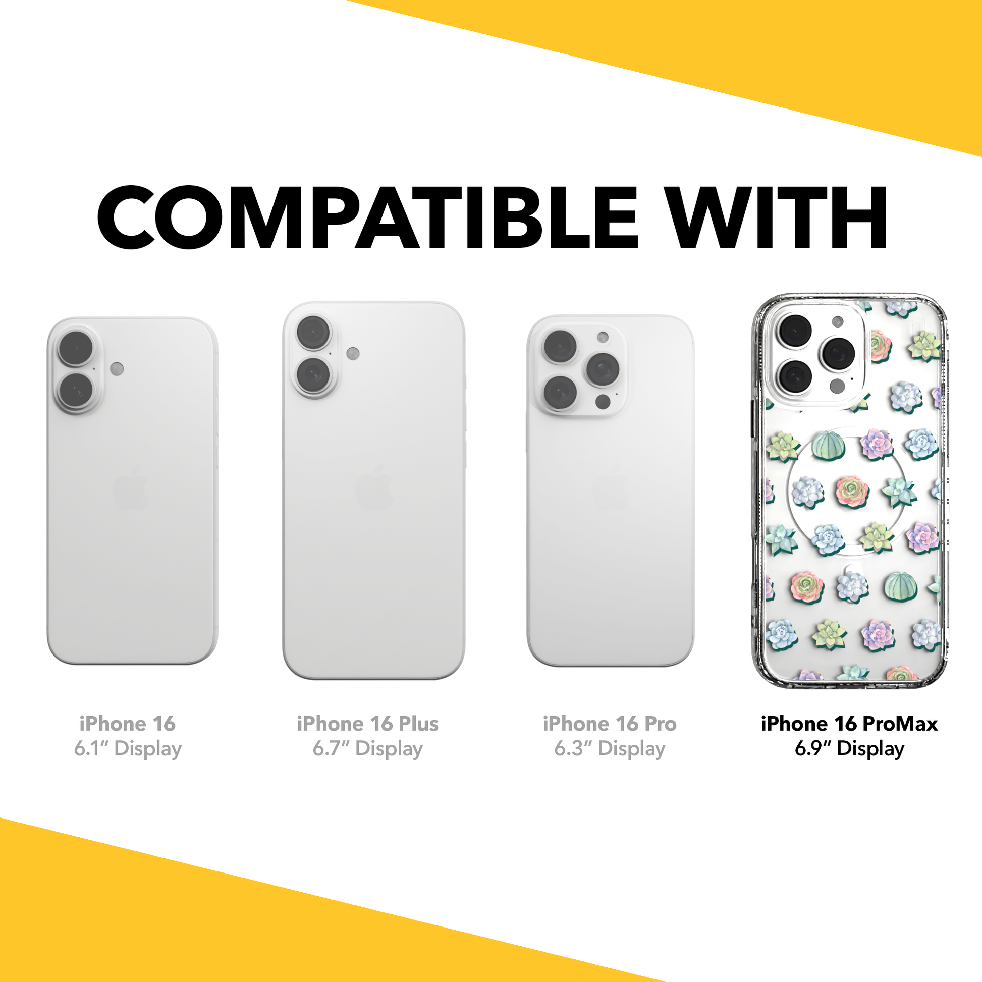 iPhone 16 Series | MagSafe | Nature Case Collection | Succulent Seamless Pattern Succulents / iPhone 16 Pro Max / Clear