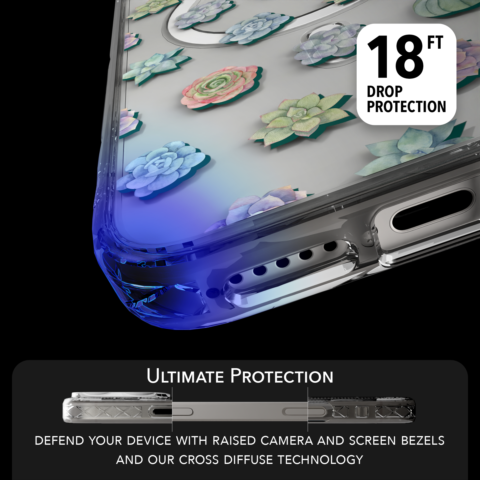 iPhone 16 Series | MagSafe | Nature Case Collection | Succulent Seamless Pattern Succulents / iPhone 16 Pro Max / Clear
