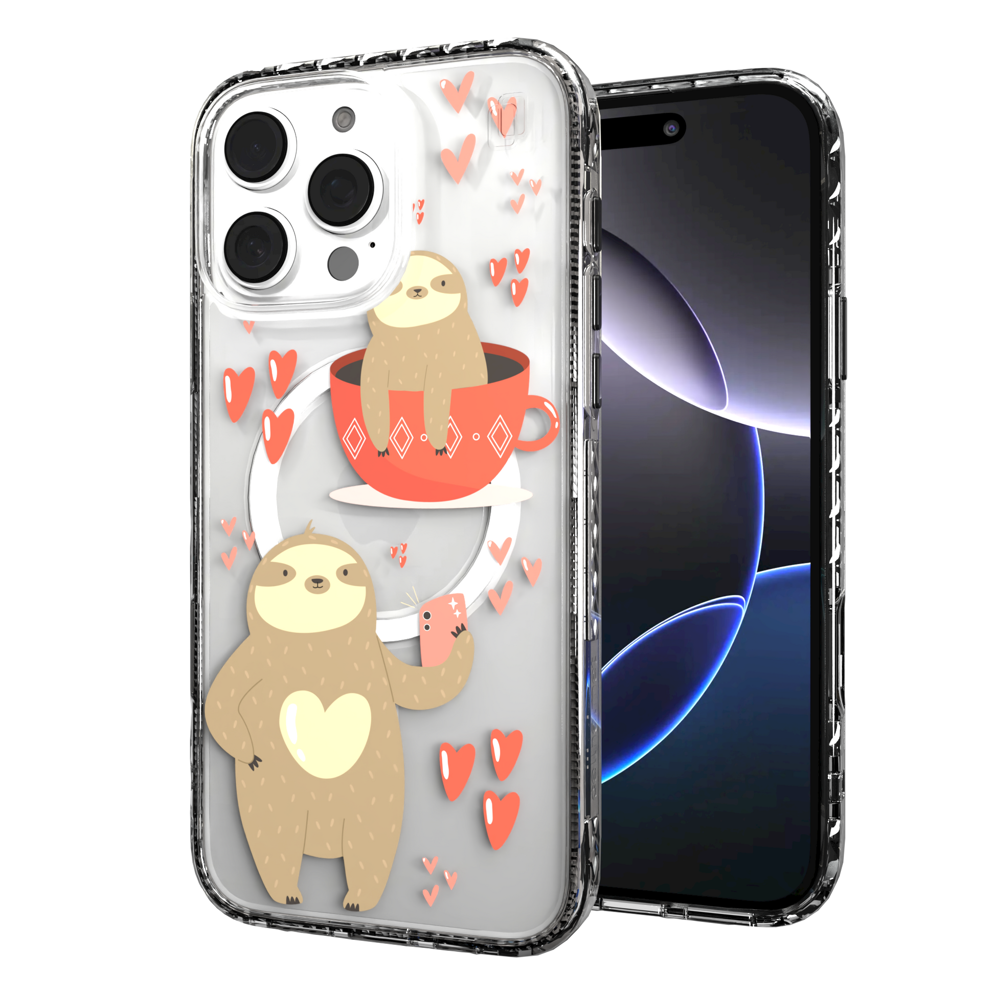 iPhone 16 Series | MagSafe | Sloth Case Collection | Sloths In Love Sloth Haven / iPhone 16 Pro Max / Clear