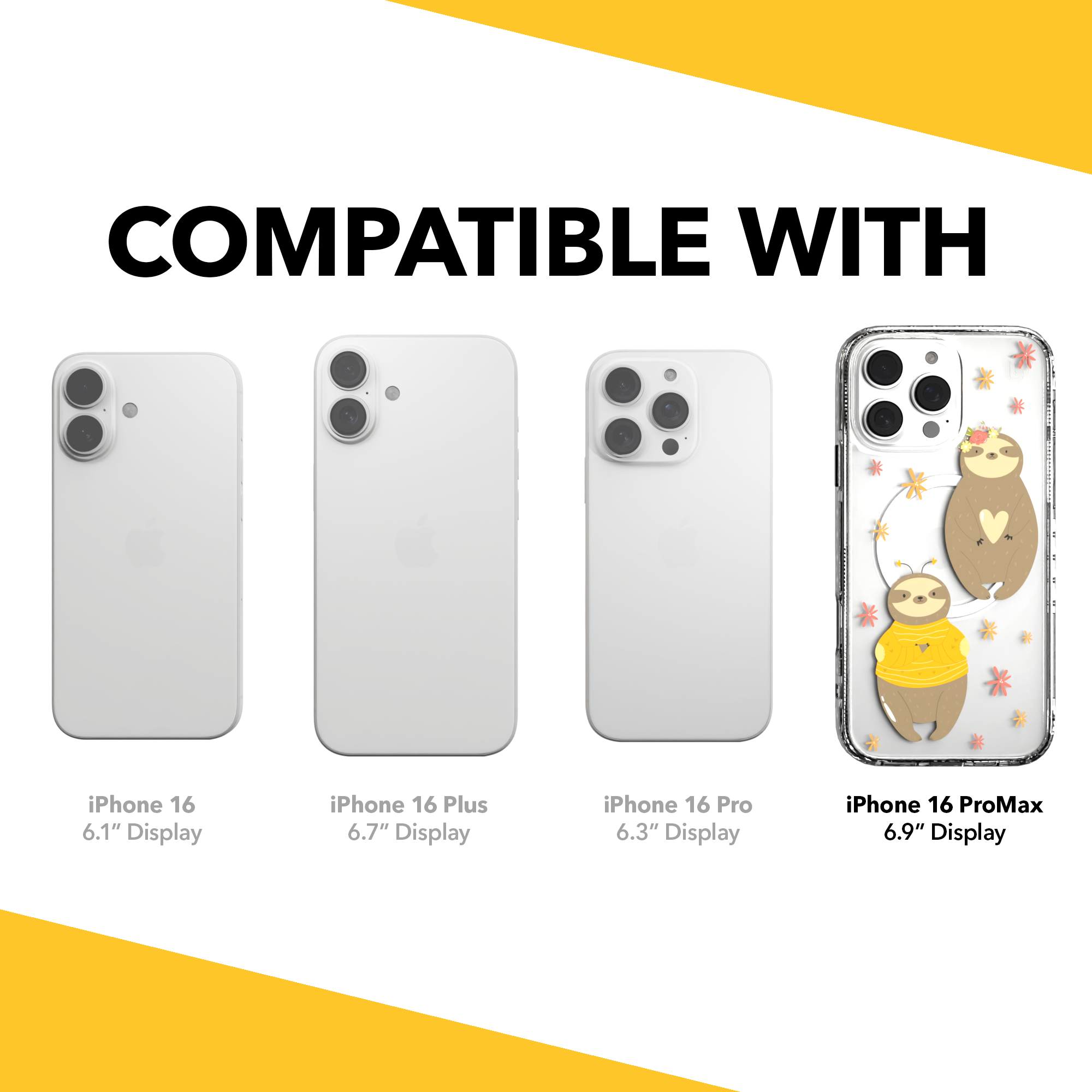 iPhone 16 Series | MagSafe | Sloth Case Collection | Lazy Sloths Lazy Sloth / iPhone 16 Pro Max / Clear
