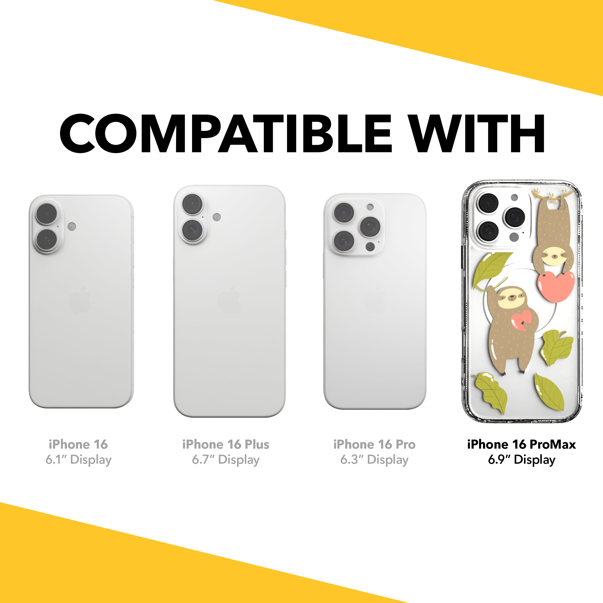 iPhone 16 Series | MagSafe | Sloth Case Collection | Slothy Vibes Slothy Vibes / iPhone 16 Pro Max / Clear