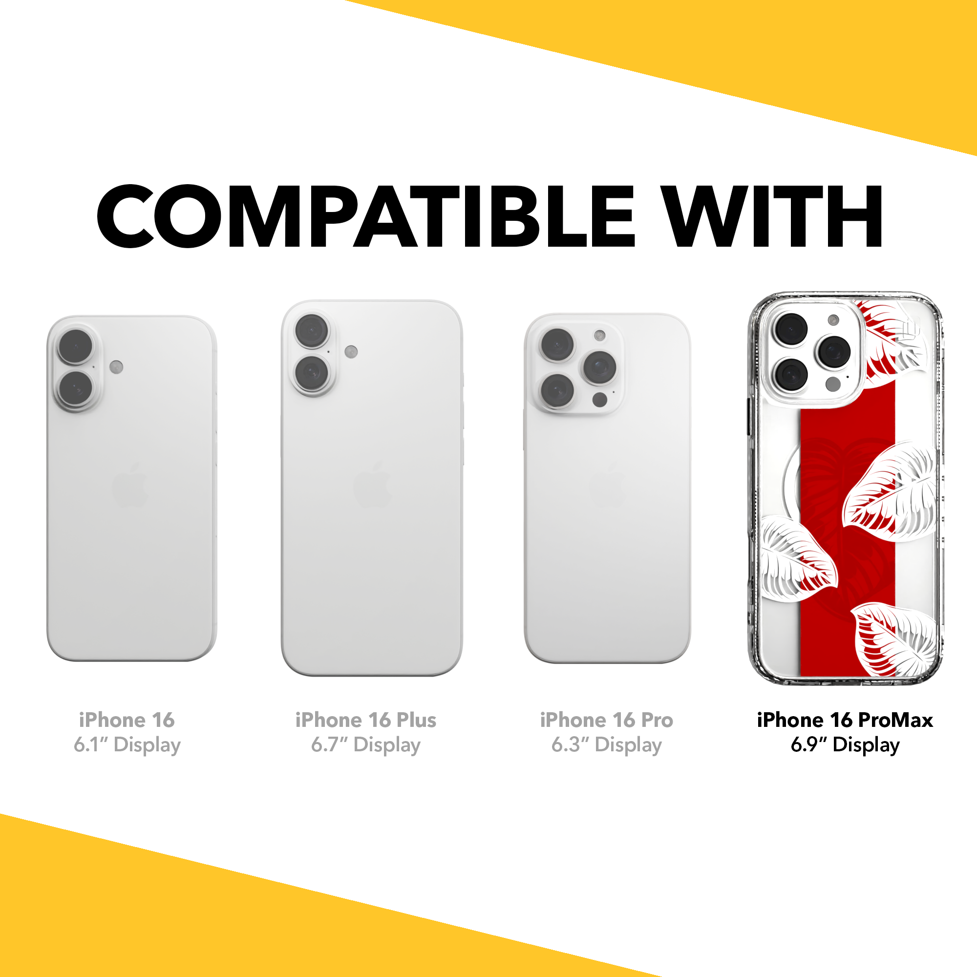 iPhone 16 Series | MagSafe | Summer Vibes Case Collection | Red & White Monstera Monstera Red / iPhone 16 Pro Max / Clear