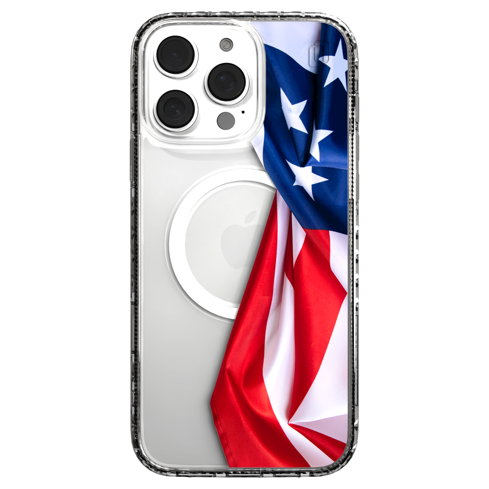 iPhone 16 Series | MagSafe | Red, White & Blue Case Collection | Flowing American Flag Resilient Spirit / iPhone 16 Pro Max / Clear