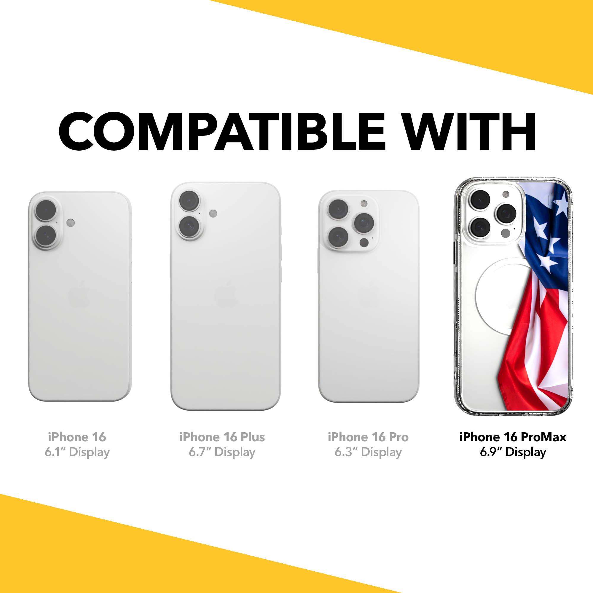 iPhone 16 Series | MagSafe | Red, White & Blue Case Collection | Flowing American Flag Resilient Spirit / iPhone 16 Pro Max / Clear