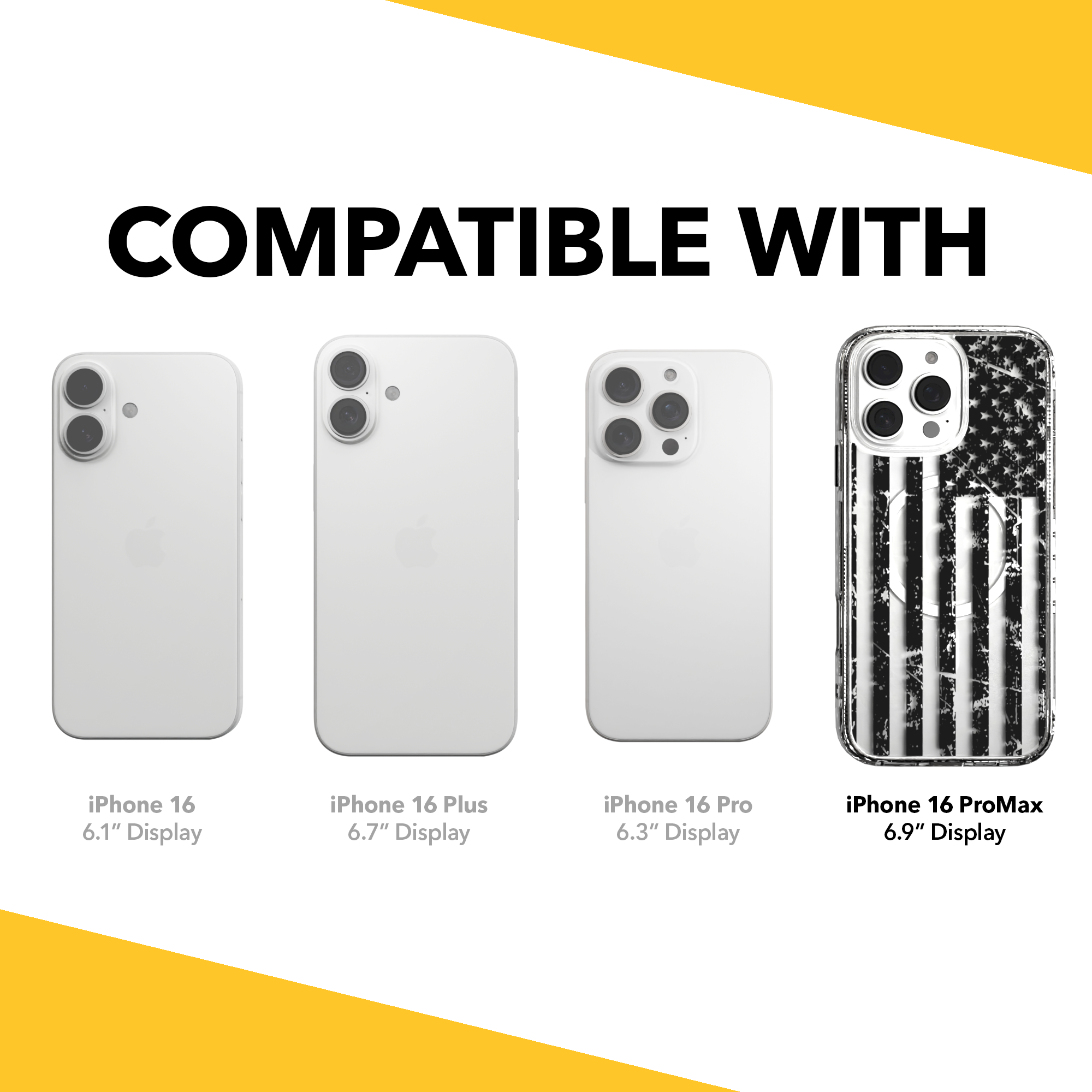 iPhone 16 Series | MagSafe | Red, White & Blue Case Collection | Weathered Black & White American Flag Black Flag / iPhone 16 Pro Max / Clear