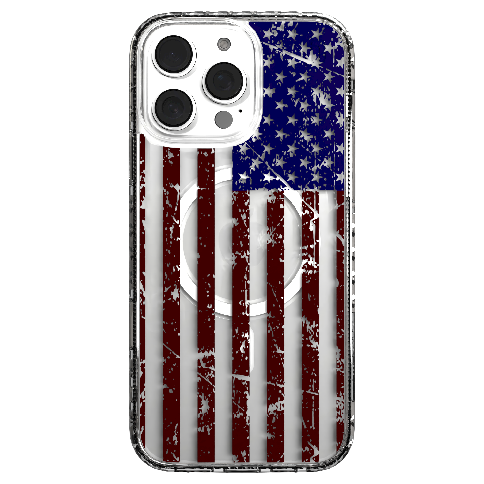 iPhone 16 Series | MagSafe | Red, White & Blue Case Collection | Old Glory Weathered American Flag Old Glory / iPhone 16 Pro Max / Clear