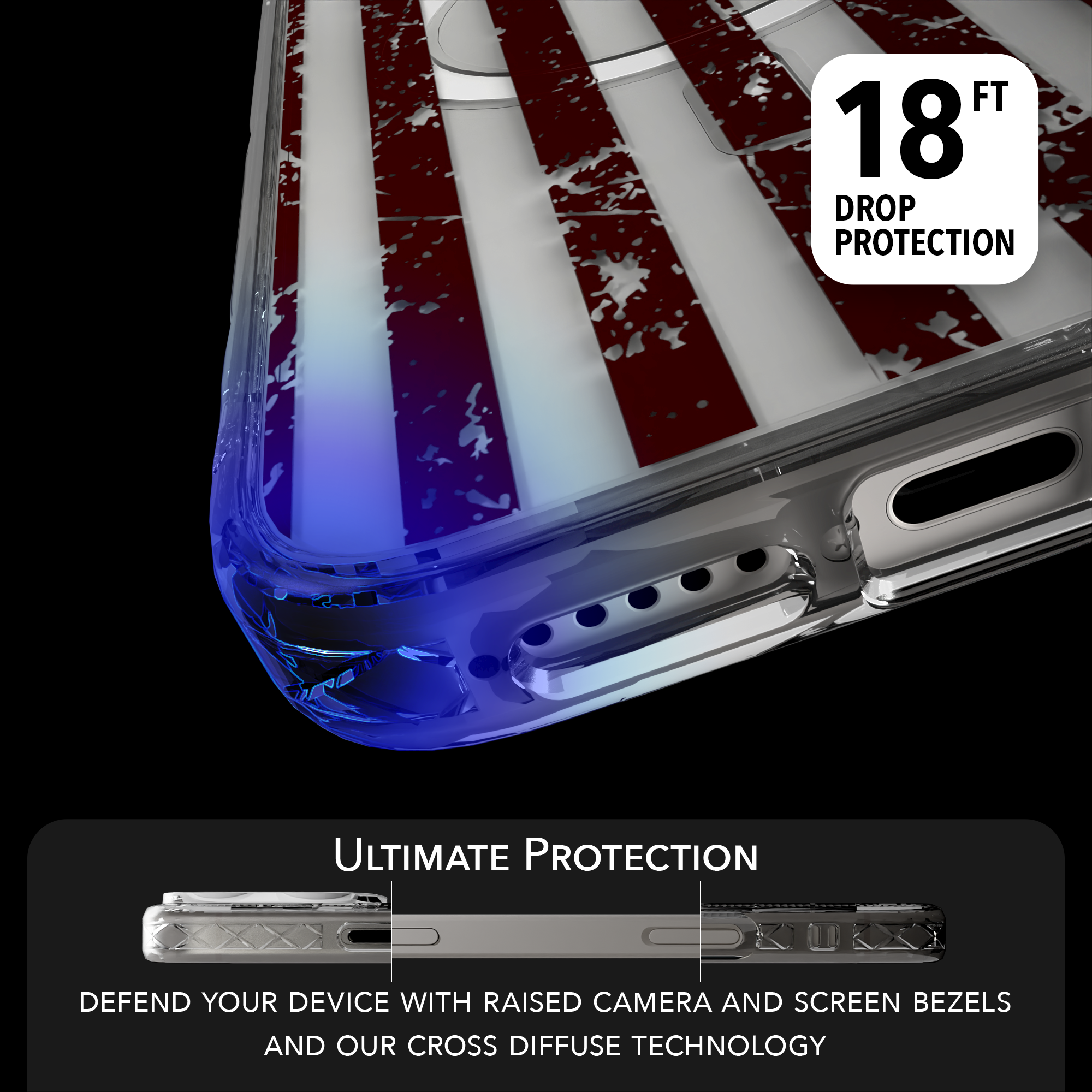 iPhone 16 Series | MagSafe | Red, White & Blue Case Collection | Old Glory Weathered American Flag Old Glory / iPhone 16 Pro Max / Clear