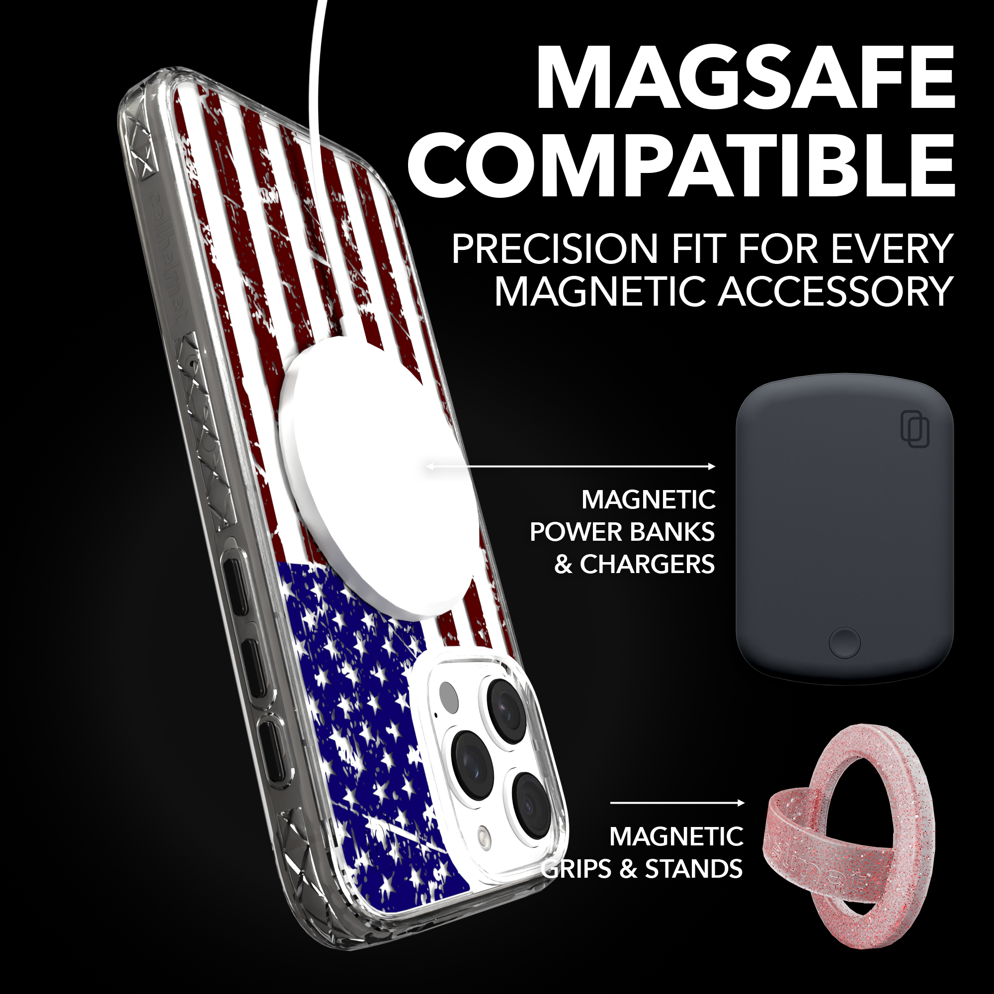 iPhone 16 Series | MagSafe | Red, White & Blue Case Collection | Old Glory Weathered American Flag Old Glory / iPhone 16 Pro Max / Clear