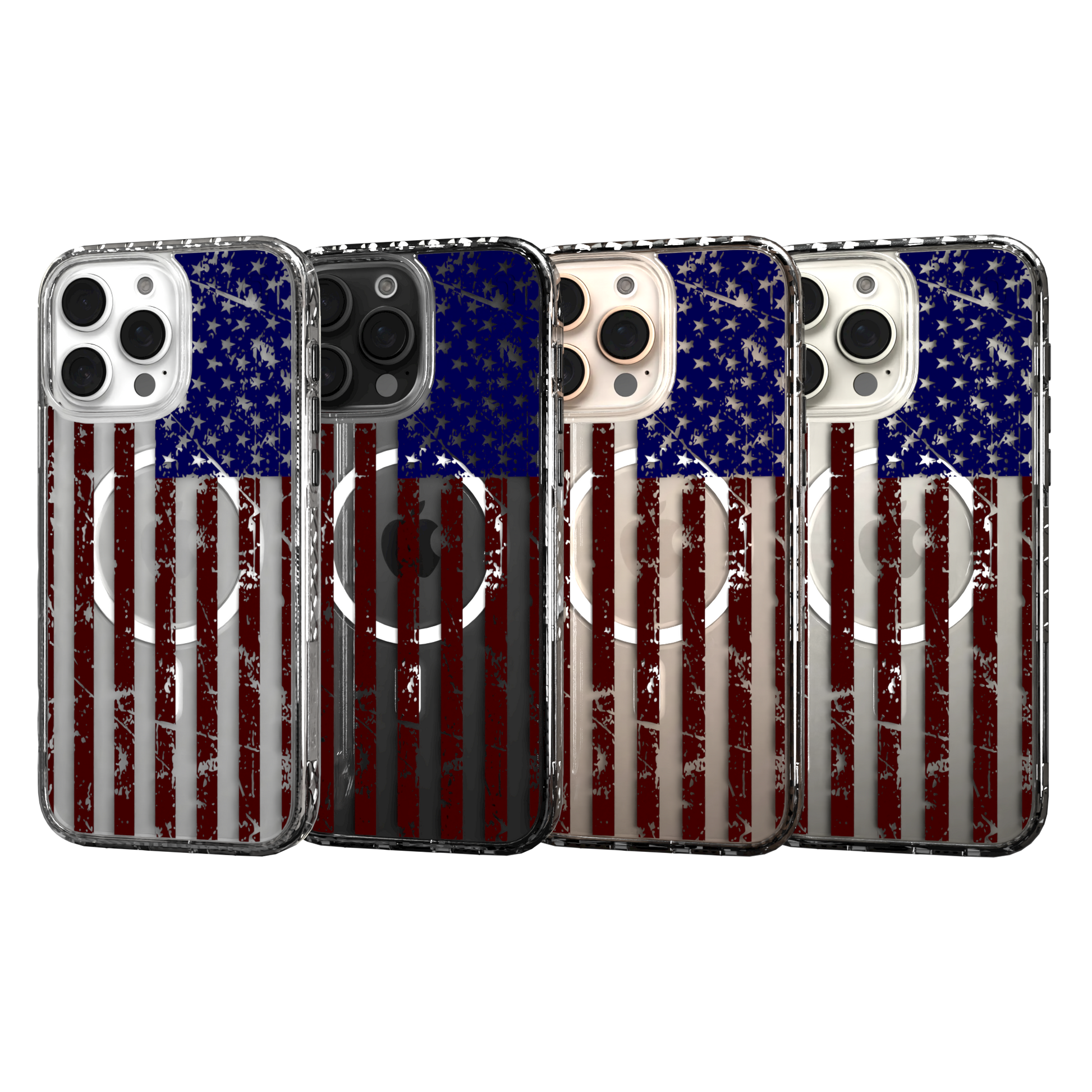 iPhone 16 Series | MagSafe | Red, White & Blue Case Collection | Old Glory Weathered American Flag Old Glory / iPhone 16 Pro Max / Clear