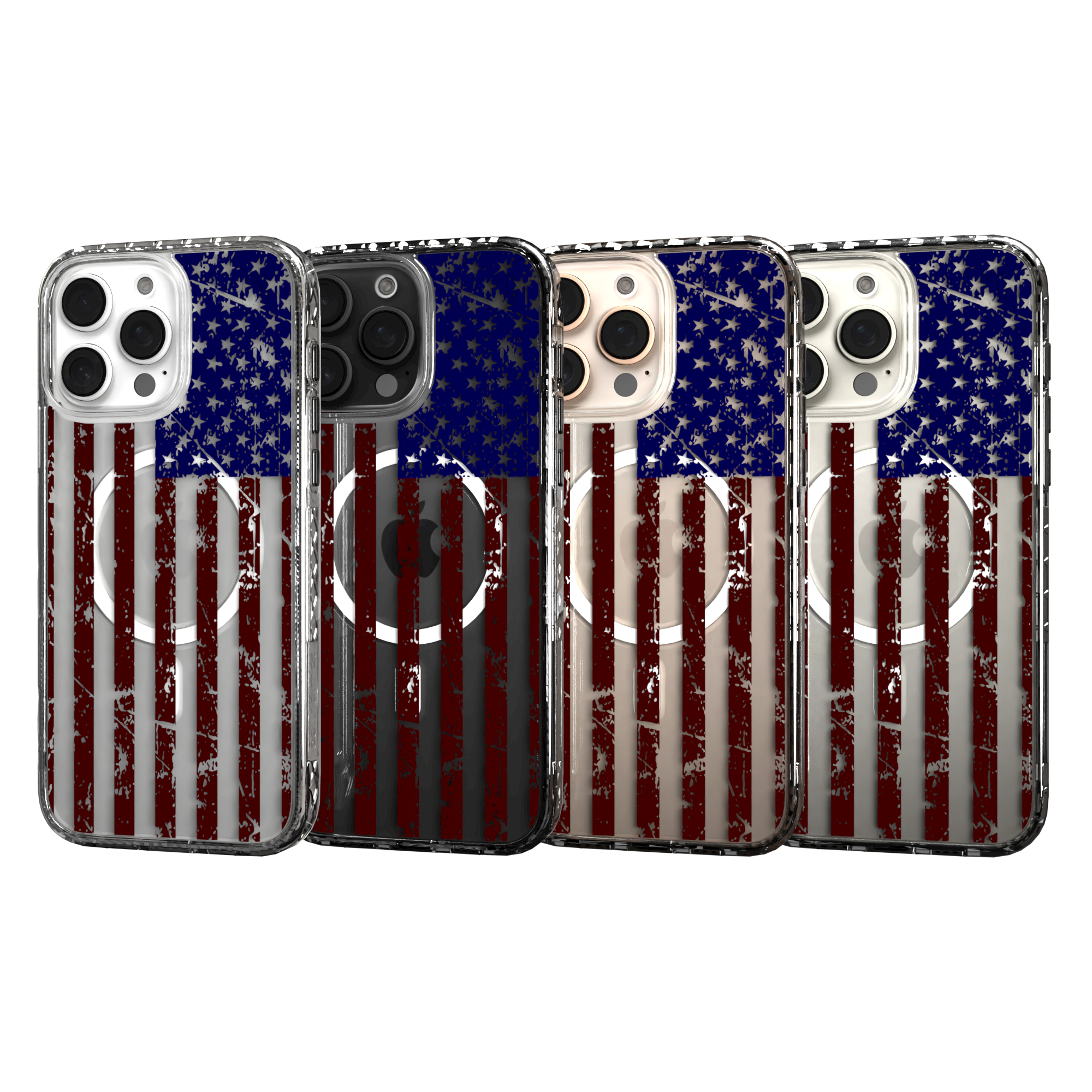 iPhone 16 Series | MagSafe | Red, White & Blue Case Collection | Old Glory Weathered American Flag Old Glory / iPhone 16 Pro Max / Clear