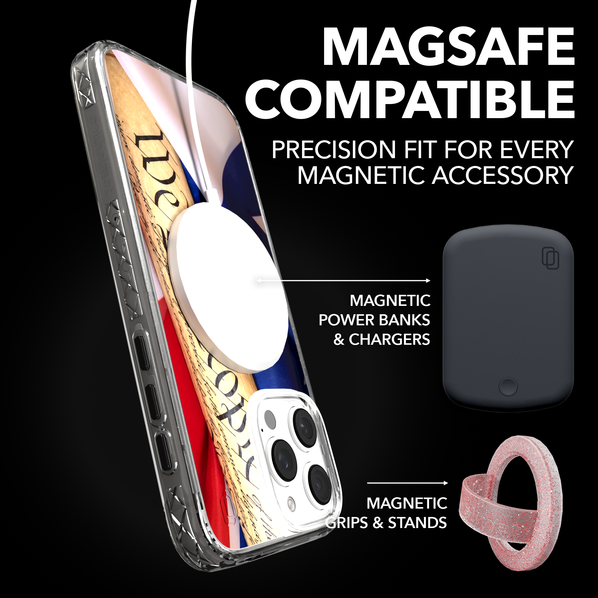 iPhone 16 Series | MagSafe | Red, White & Blue Case Collection | We The People American Flag United We Stand / iPhone 16 Pro Max / Clear