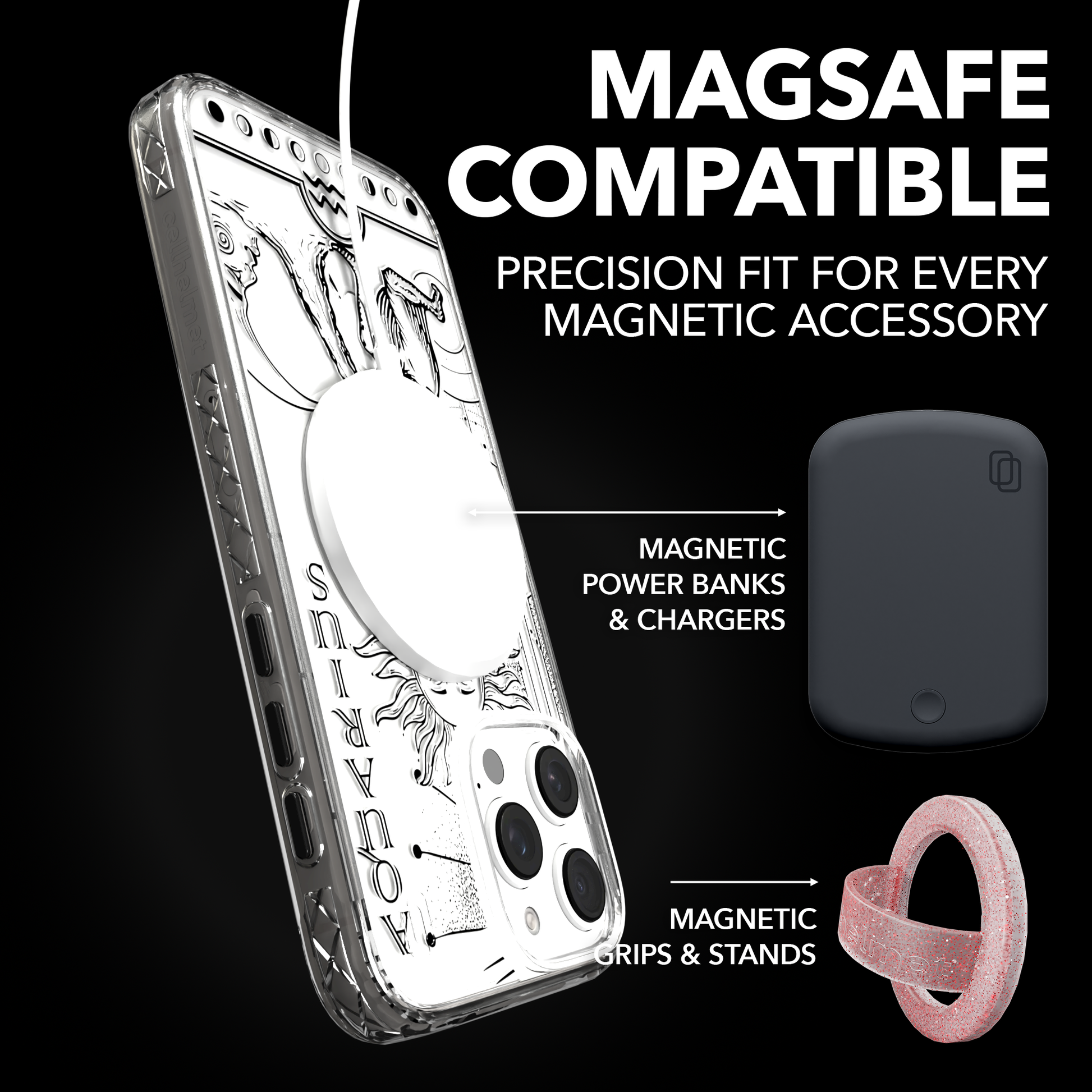 iPhone 16 Series | MagSafe | Zodiac Collection | Aquarius Aquarius Black / iPhone 16 Pro Max / Clear