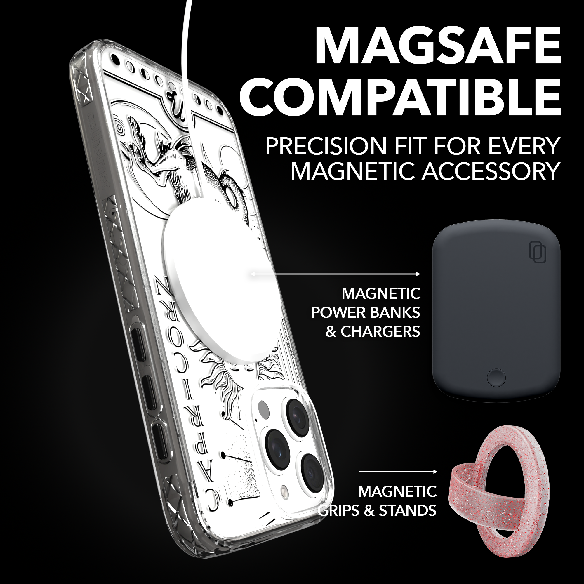 iPhone 16 Series | MagSafe | Zodiac Collection |Capricorn Capricorn Black / iPhone 16 Pro Max / Clear