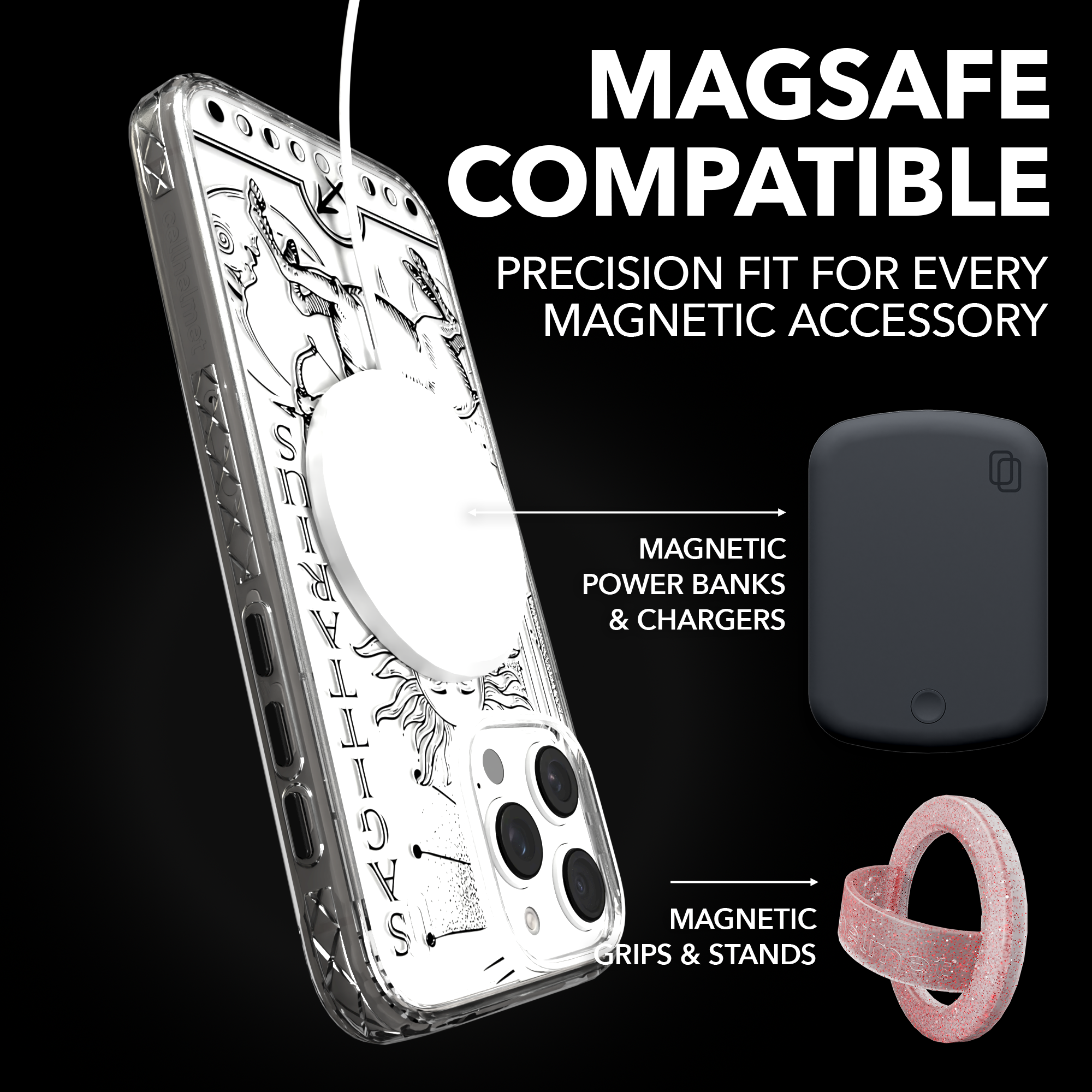 iPhone 16 Series | MagSafe | Zodiac Collection | Sagitarius Sagittarius Black / iPhone 16 Pro Max / Clear
