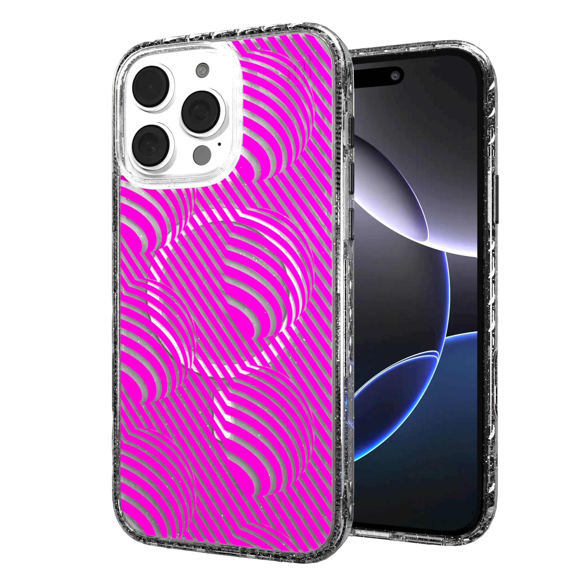 iPhone 16 Series | MagSafe | Monochromatic Case Designs | Pink Bumps Pink Bumps / iPhone 16 Pro Max / Clear Sparkle