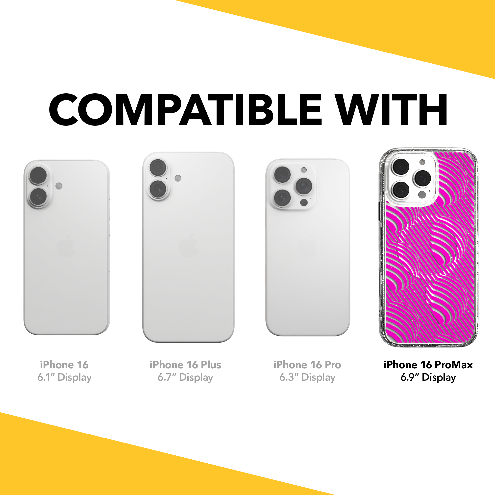 iPhone 16 Series | MagSafe | Monochromatic Case Designs | Pink Bumps Pink Bumps / iPhone 16 Pro Max / Clear Sparkle