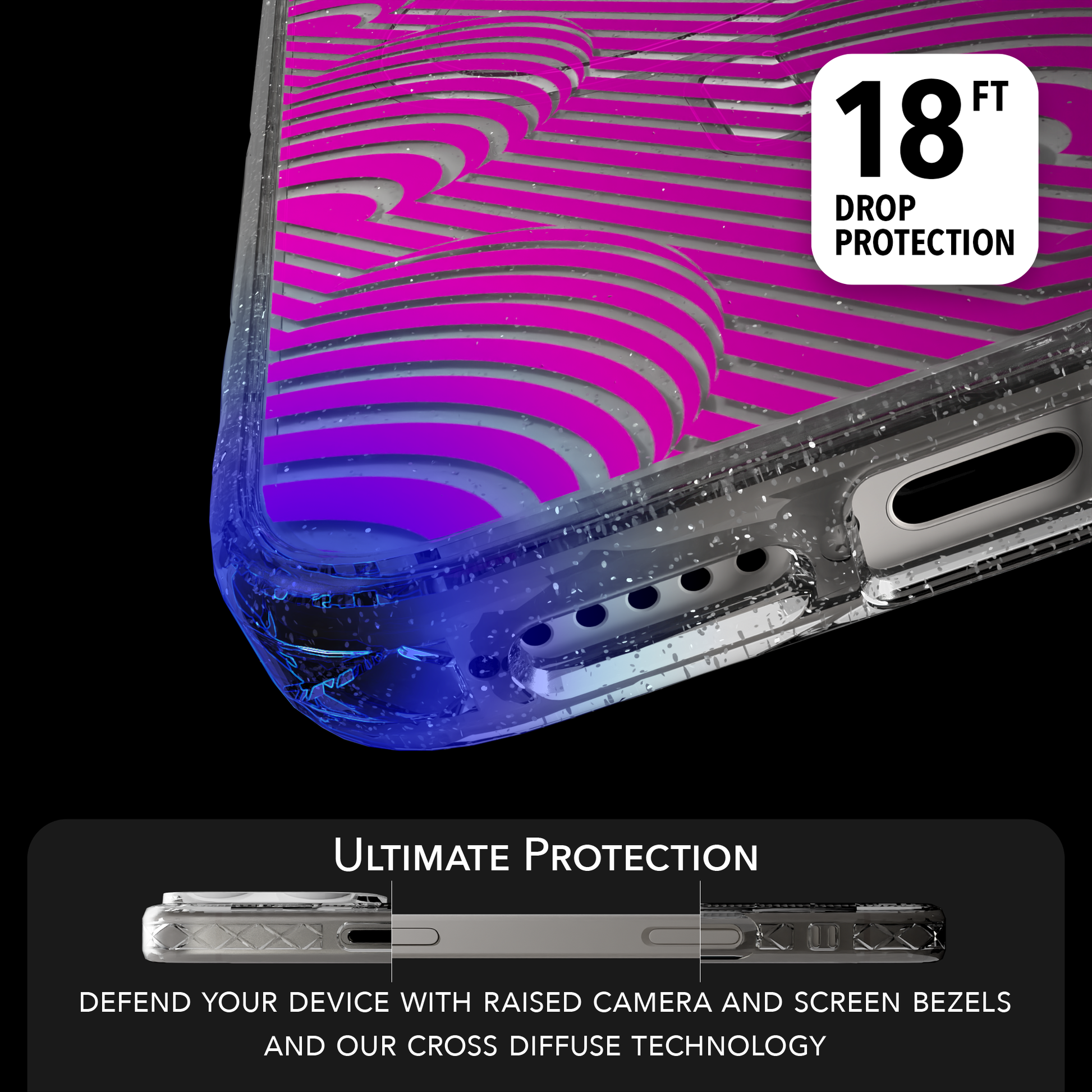iPhone 16 Series | MagSafe | Monochromatic Case Designs | Pink Bumps Pink Bumps / iPhone 16 Pro Max / Clear Sparkle