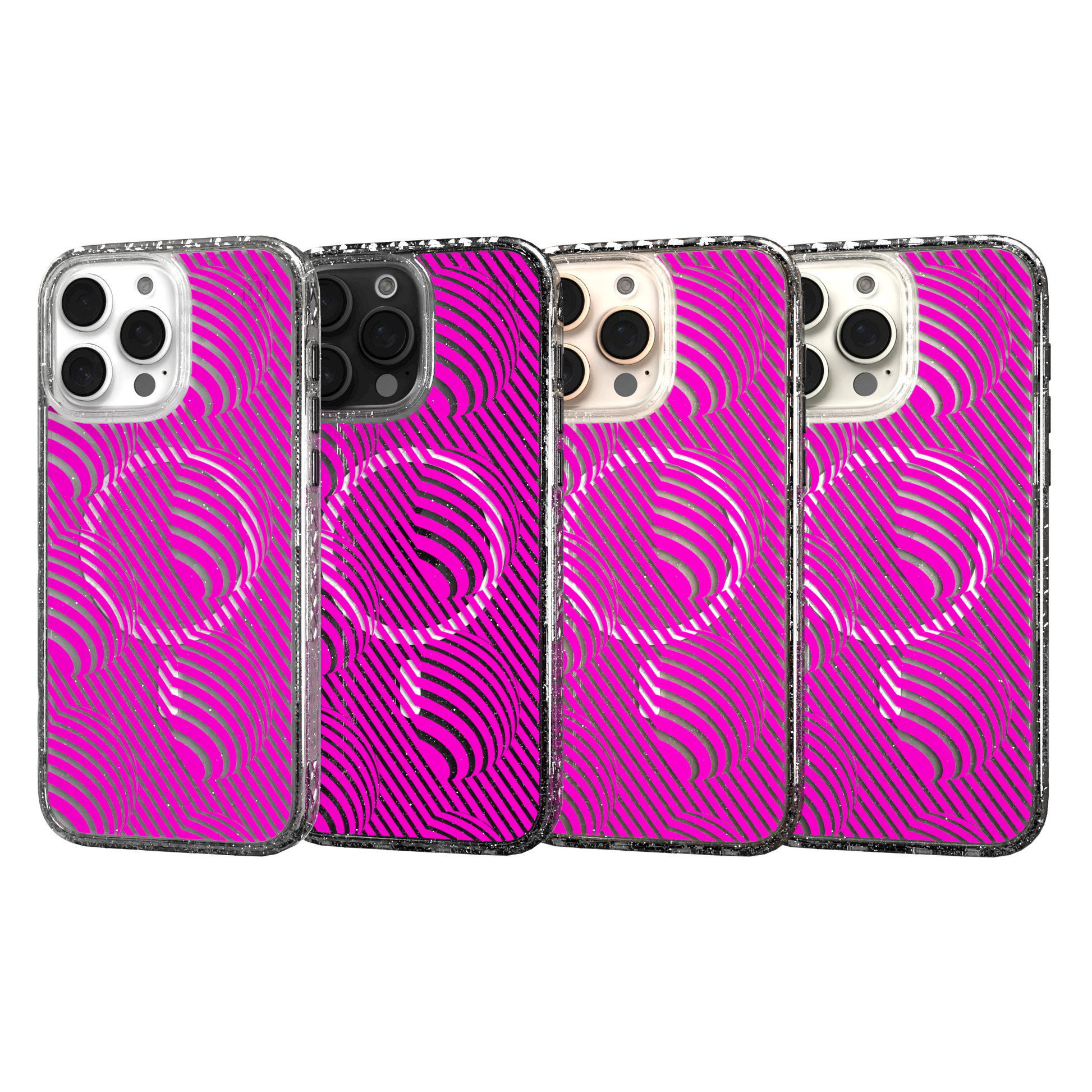 iPhone 16 Series | MagSafe | Monochromatic Case Designs | Pink Bumps Pink Bumps / iPhone 16 Pro Max / Clear Sparkle