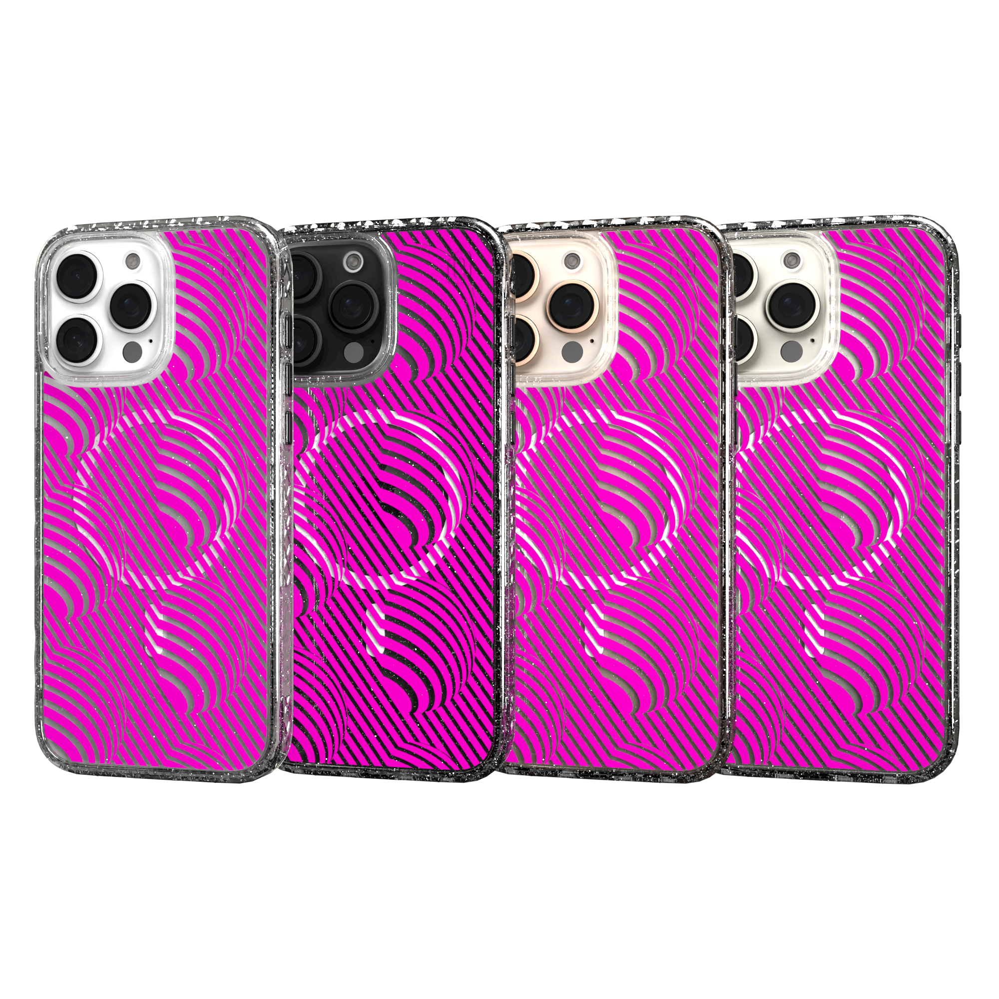 iPhone 16 Series | MagSafe | Monochromatic Case Designs | Pink Bumps Pink Bumps / iPhone 16 Pro Max / Clear Sparkle