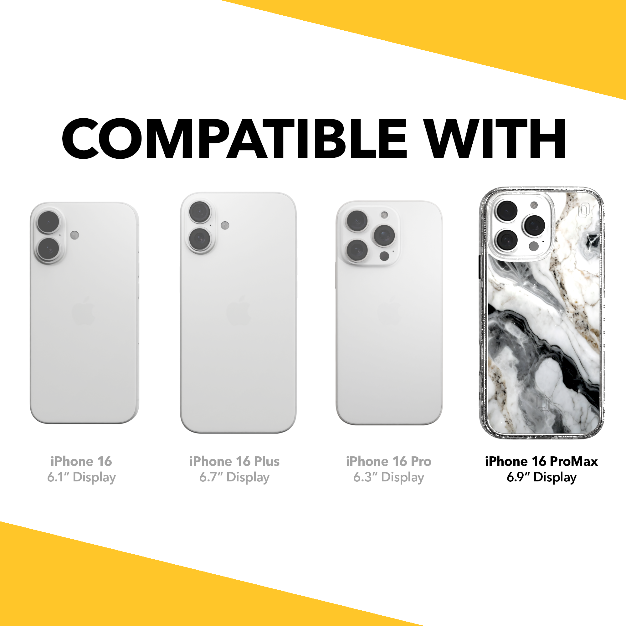 iPhone 16 Series | MagSafe | Stone Beauty Case Collection | Pure Snow White Marble Pure Snow / iPhone 16 Pro Max / Clear Sparkle