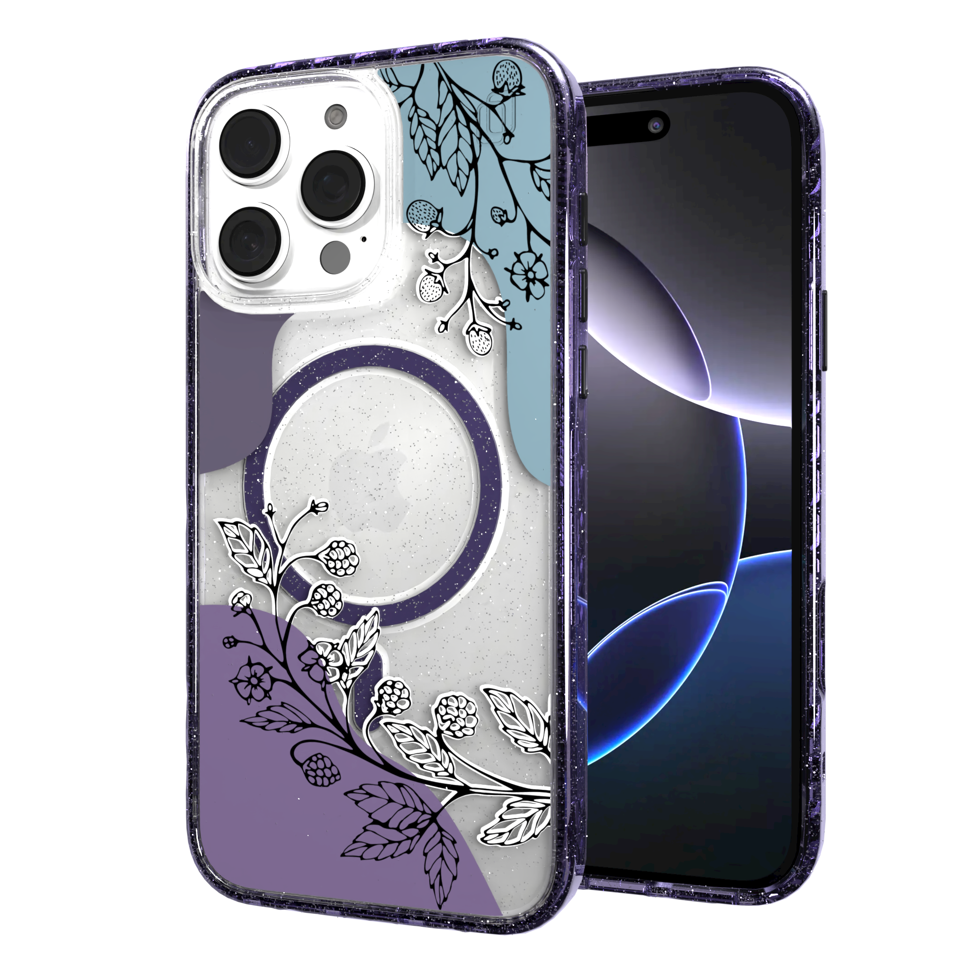iPhone 16 Series | MagSafe | Botanical Fusion Abstract Case | Dark Winter Nights