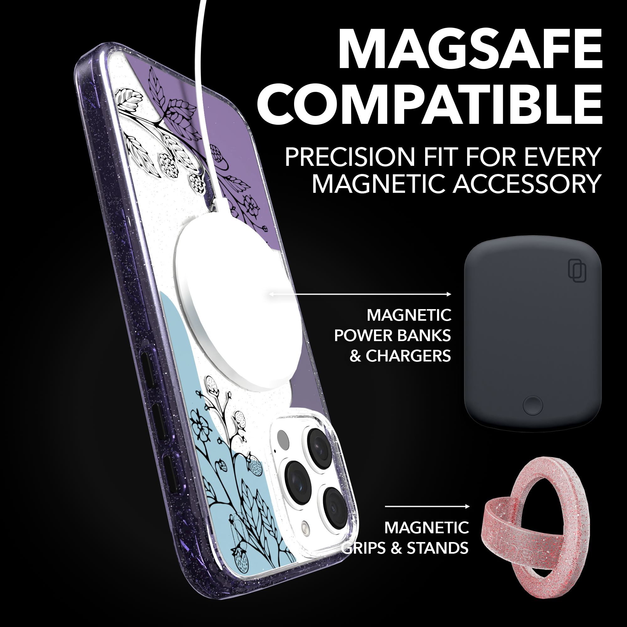 iPhone 16 Series | MagSafe | Botanical Fusion Abstract Case | Dark Winter Nights