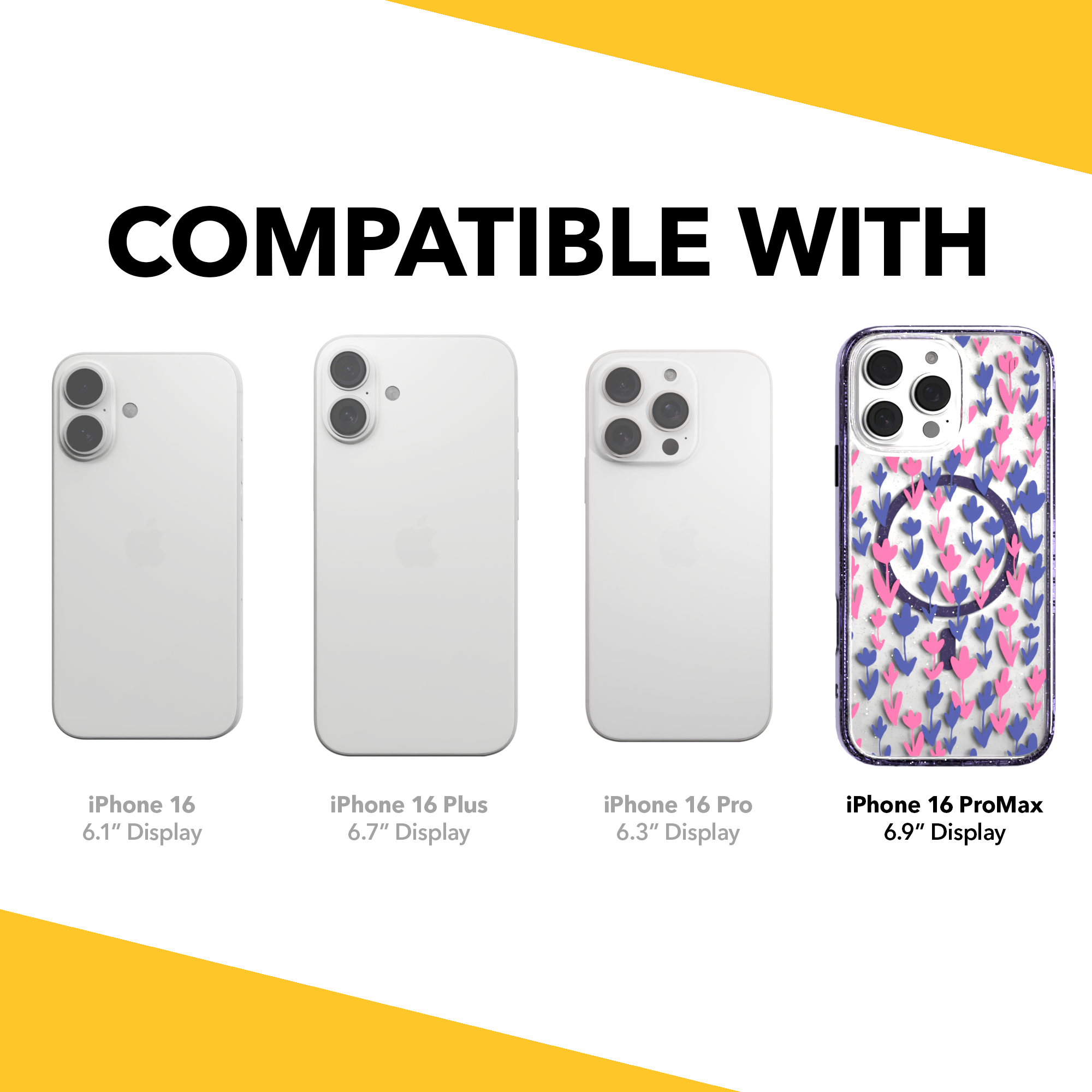 iPhone 16 Series | MagSafe | Flower Case Collection | Pink & Purple Pastel Blooms Pastel Bloom / iPhone 16 Pro Max / Lilac Sparkle