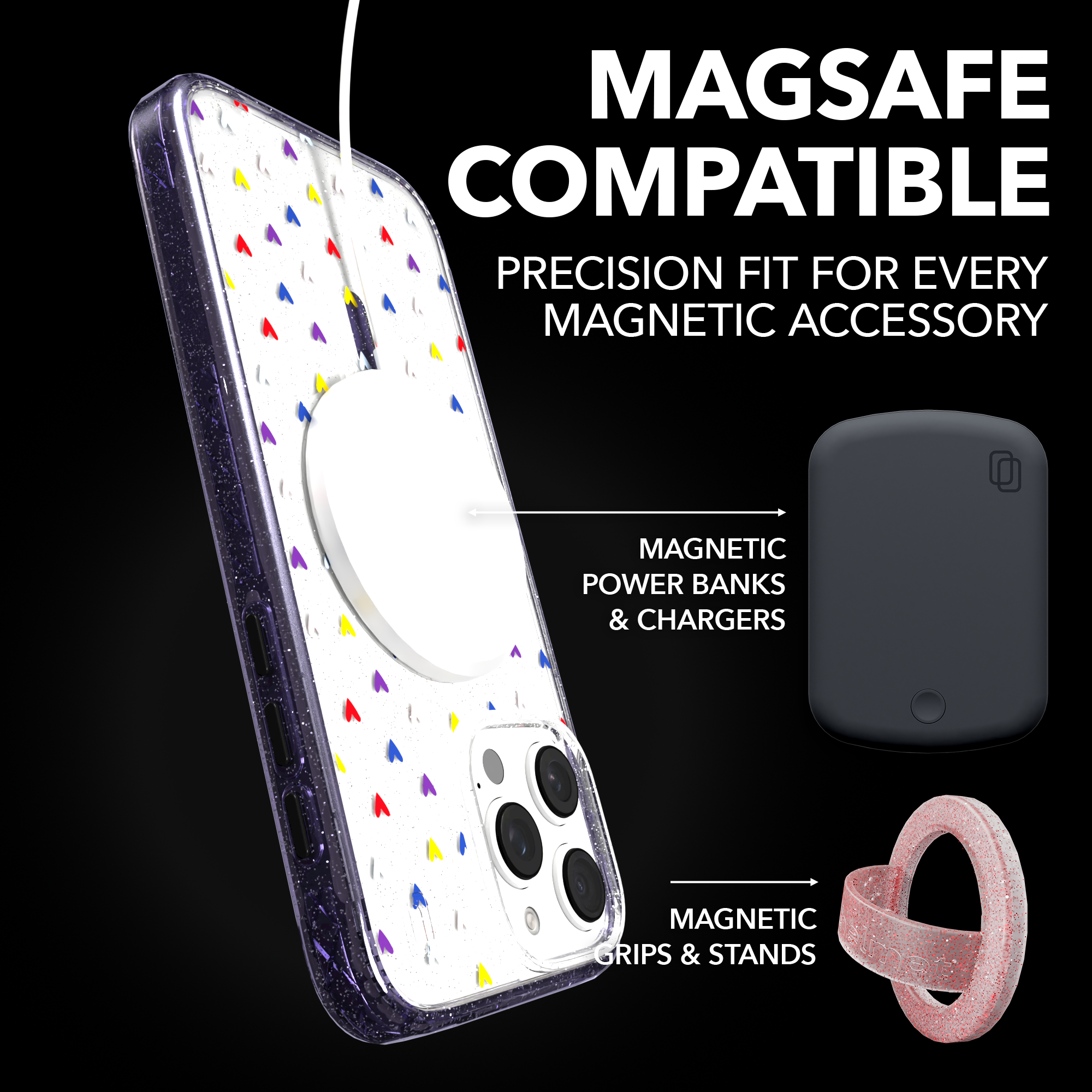 iPhone 16 Series | MagSafe | Heart Collection | Adoring Amore Adoring Amore / iPhone 16 Pro Max / Lilac Sparkle
