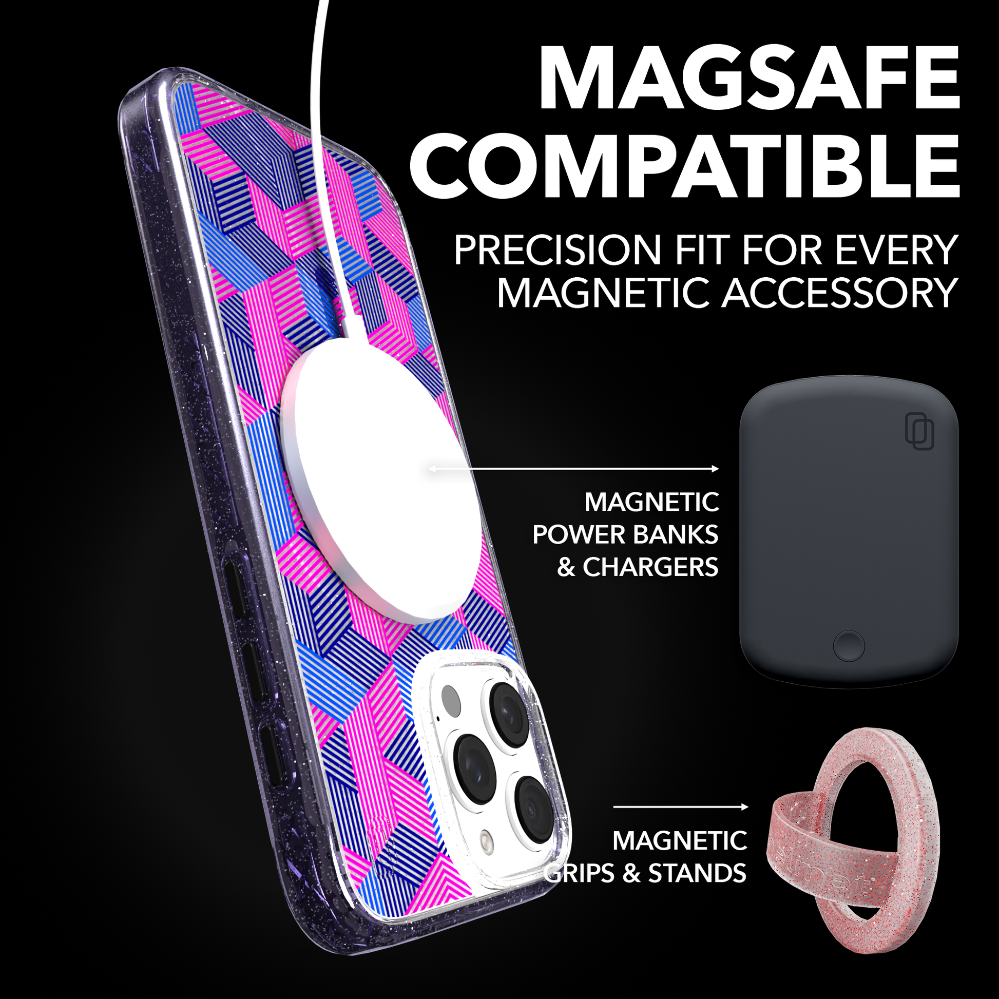 iPhone 16 Series | MagSafe | Monochromatic Case Designs | Colorful Cubes Colorful Cubes / iPhone 16 Pro Max / Lilac Sparkle