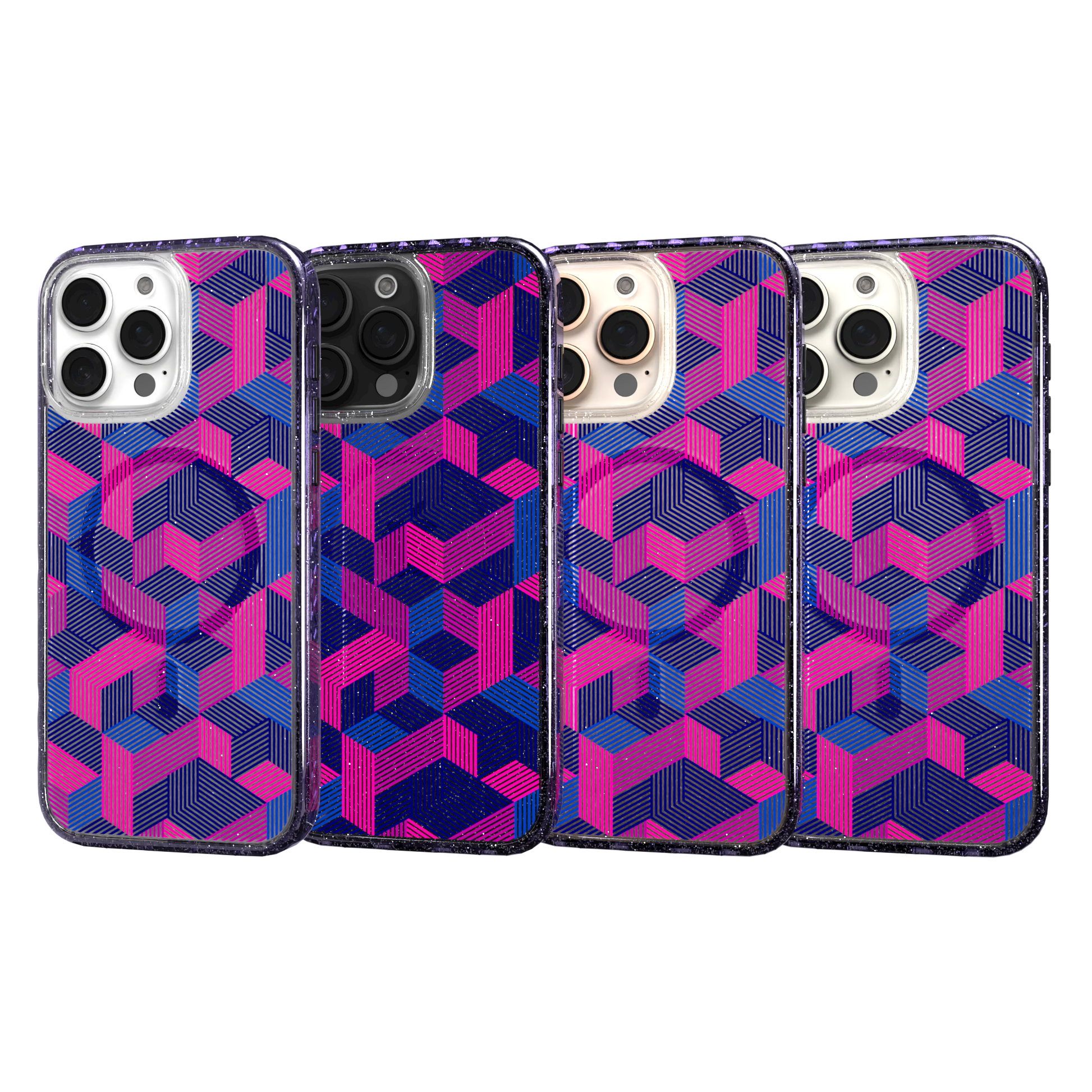 iPhone 16 Series | MagSafe | Monochromatic Case Designs | Colorful Cubes Colorful Cubes / iPhone 16 Pro Max / Lilac Sparkle
