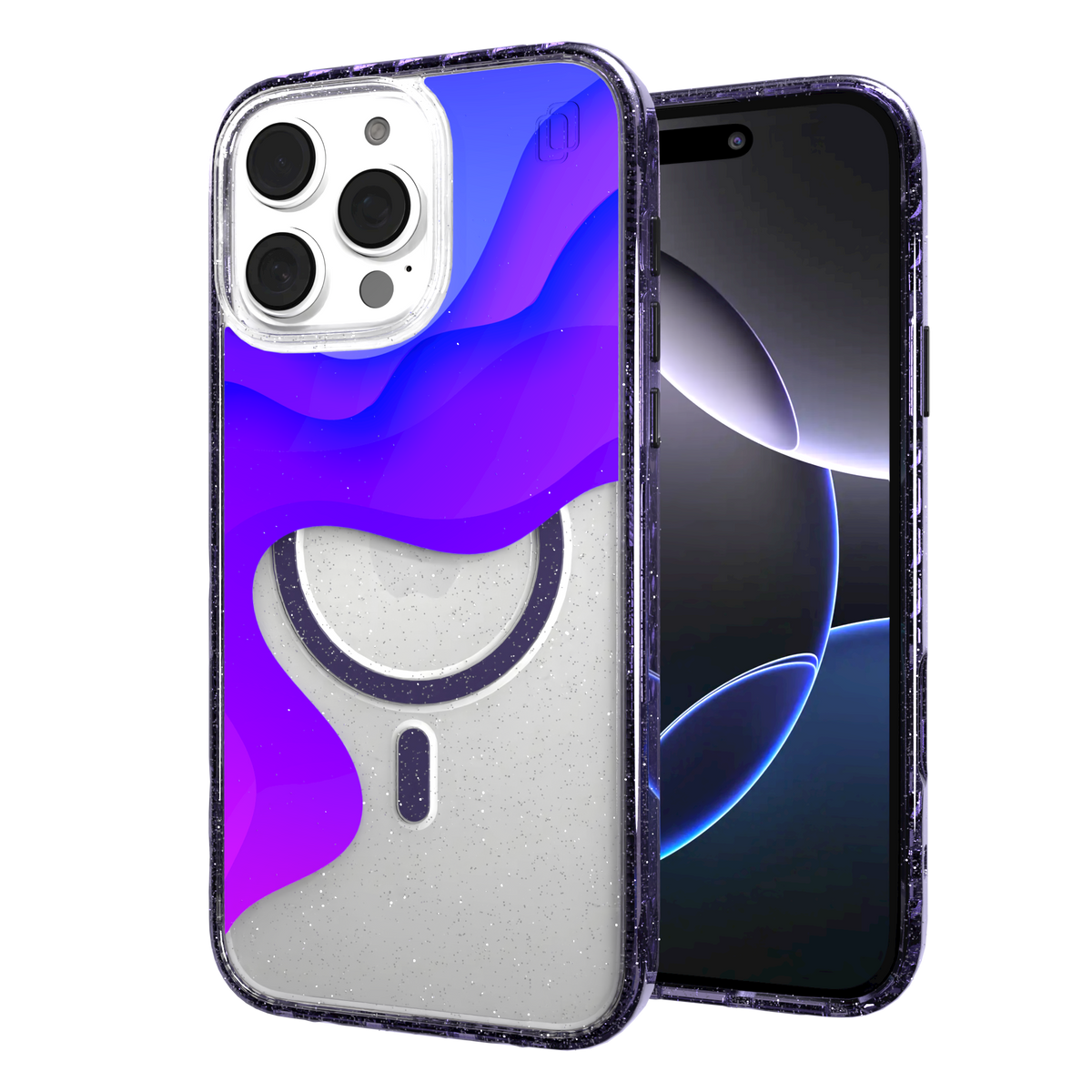 iPhone 16 Series | MagSafe | Abstract Art Case | Retro Purple Waves Retro Purple / iPhone 16 Pro Max / Lilac Sparkle