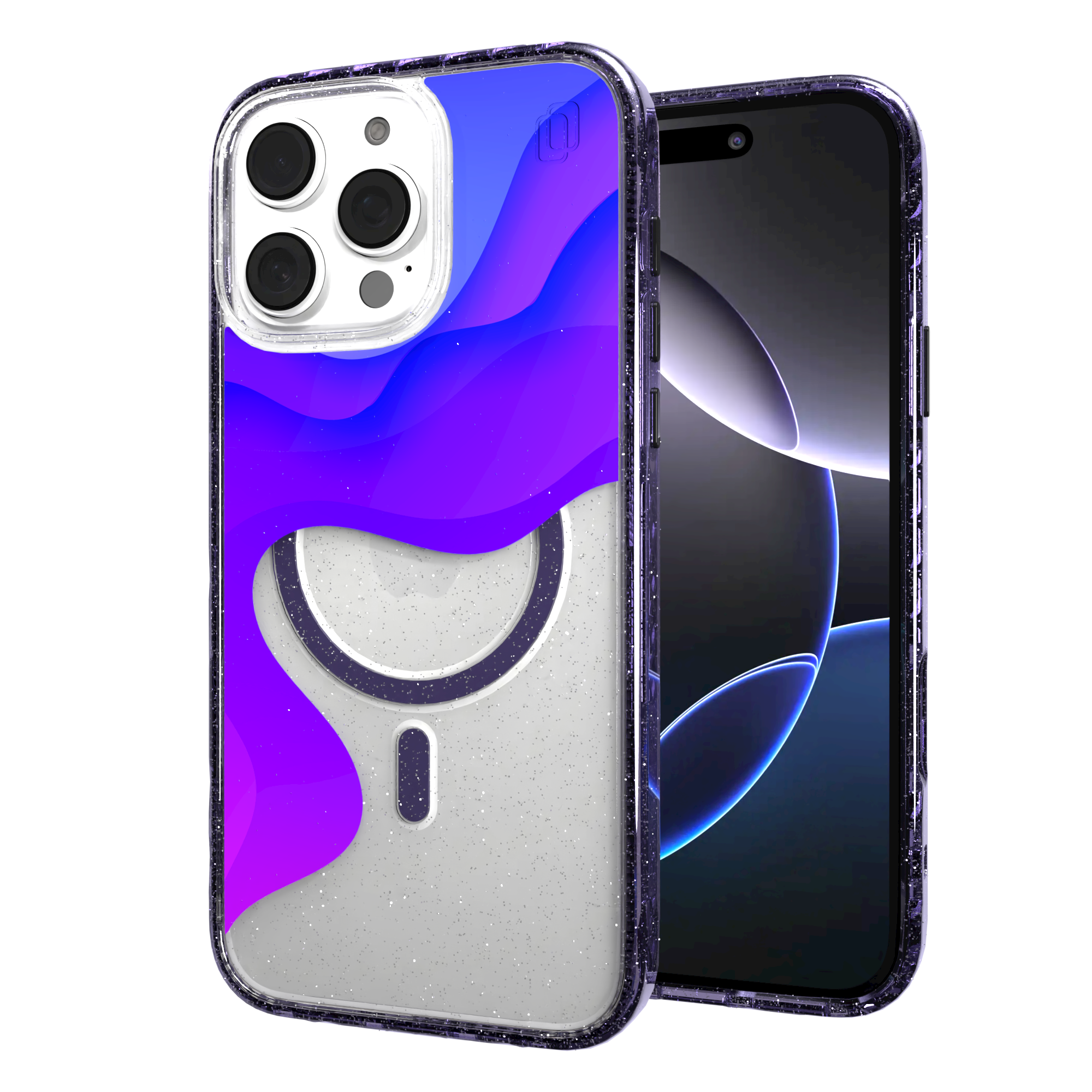 iPhone 16 Series | MagSafe | Abstract Art Case | Retro Purple Waves Retro Purple / iPhone 16 Pro Max / Lilac Sparkle