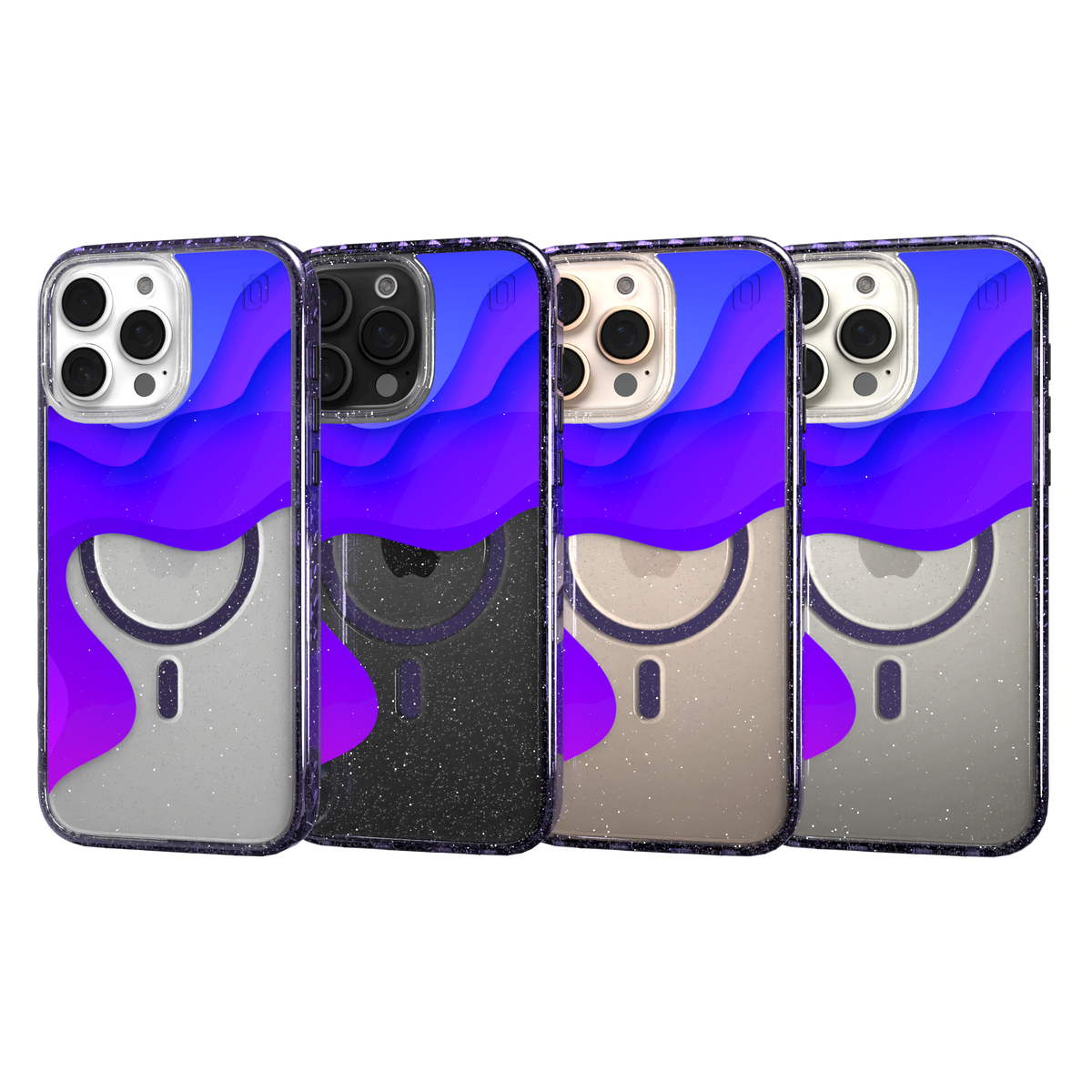 iPhone 16 Series | MagSafe | Abstract Art Case | Retro Purple Waves Retro Purple / iPhone 16 Pro Max / Lilac Sparkle