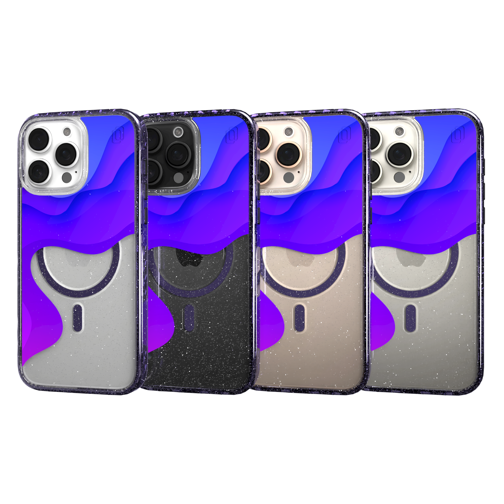 iPhone 16 Series | MagSafe | Abstract Art Case | Retro Purple Waves Retro Purple / iPhone 16 Pro Max / Lilac Sparkle