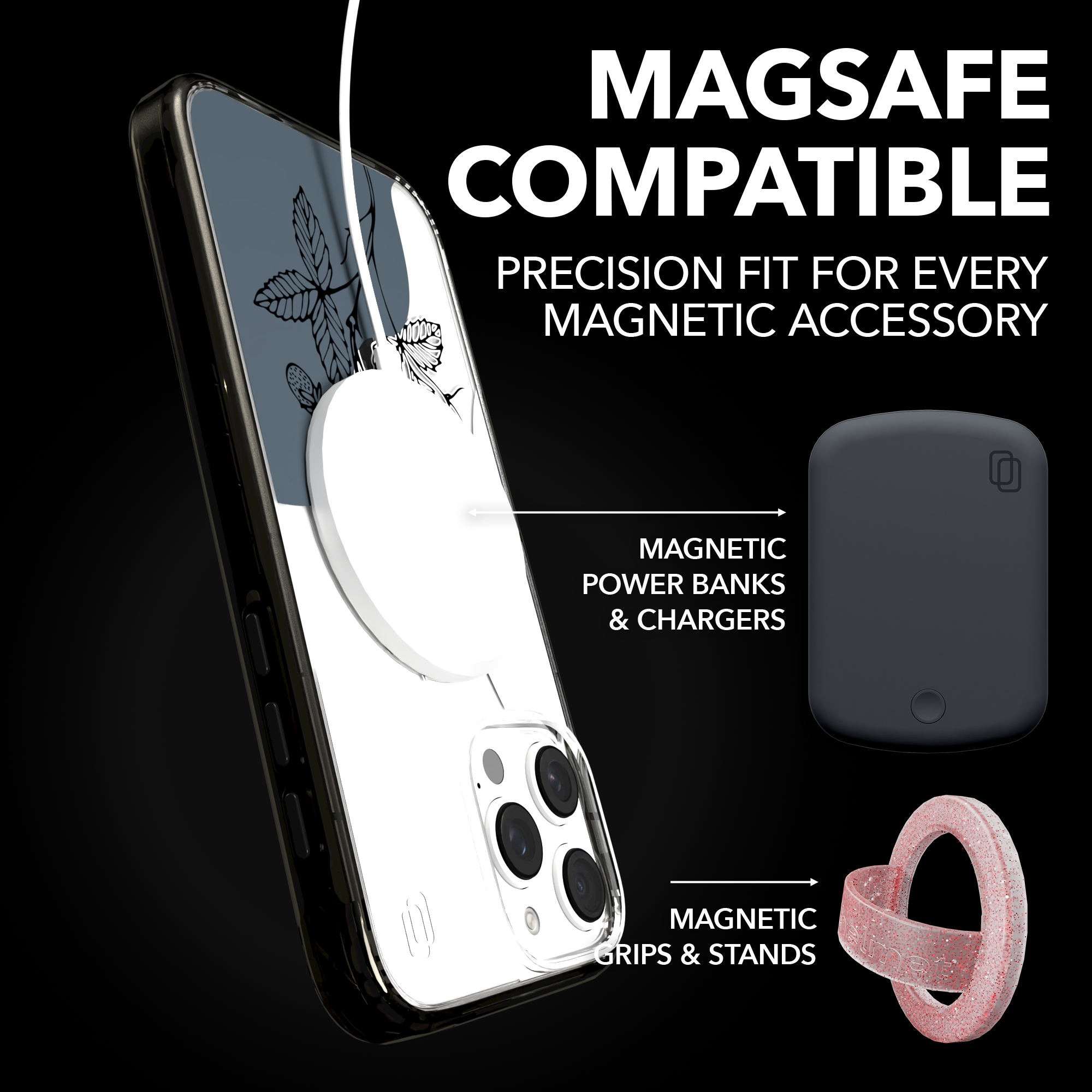 iPhone 16 Series | MagSafe | Botanical Fusion Abstract Case | Purple Night Skies