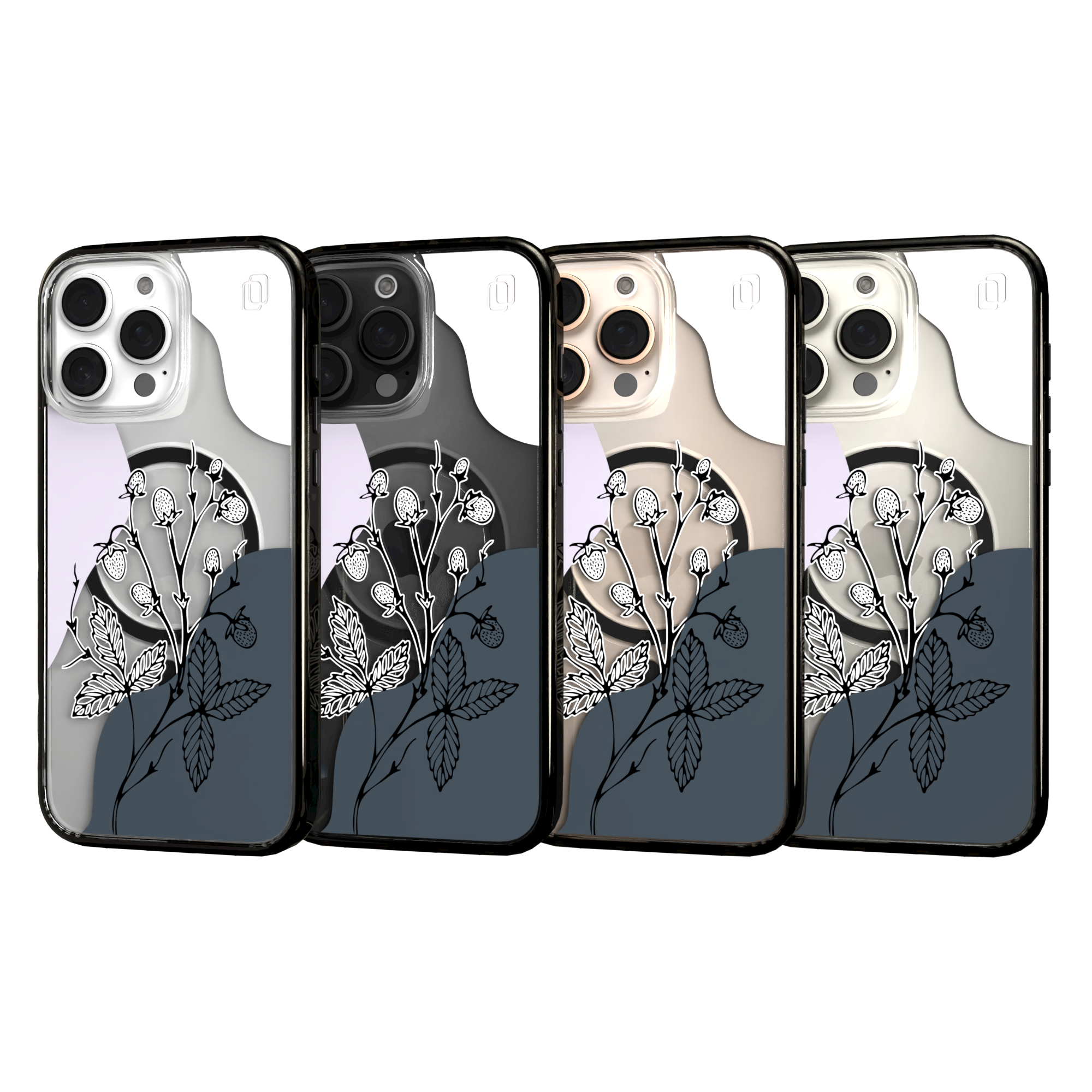 iPhone 16 Series | MagSafe | Botanical Fusion Abstract Case | Purple Night Skies
