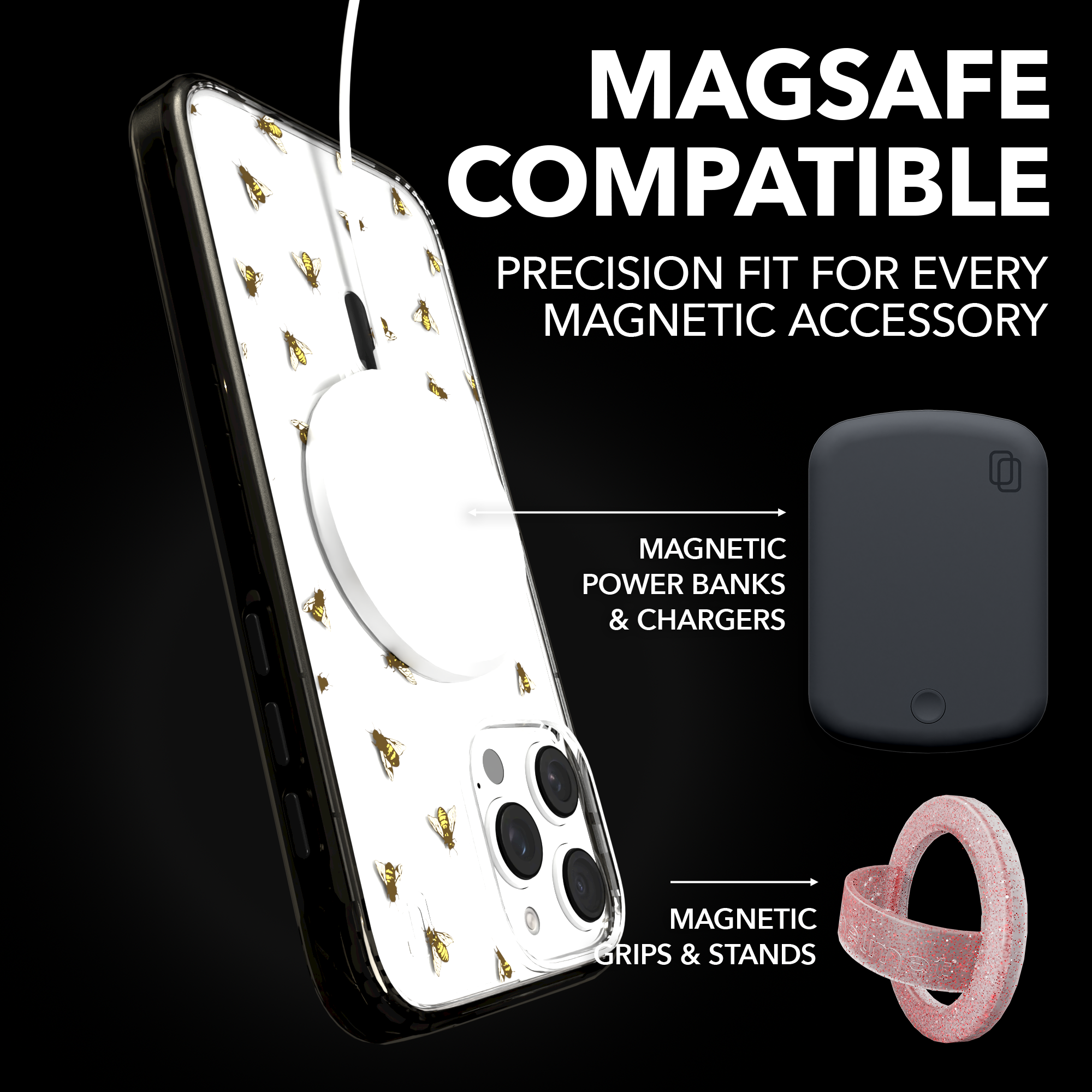 iPhone 16 Series | MagSafe | Bees Case | Sweet Like Honey Sweet Like Honey / iPhone 16 Pro Max / Black