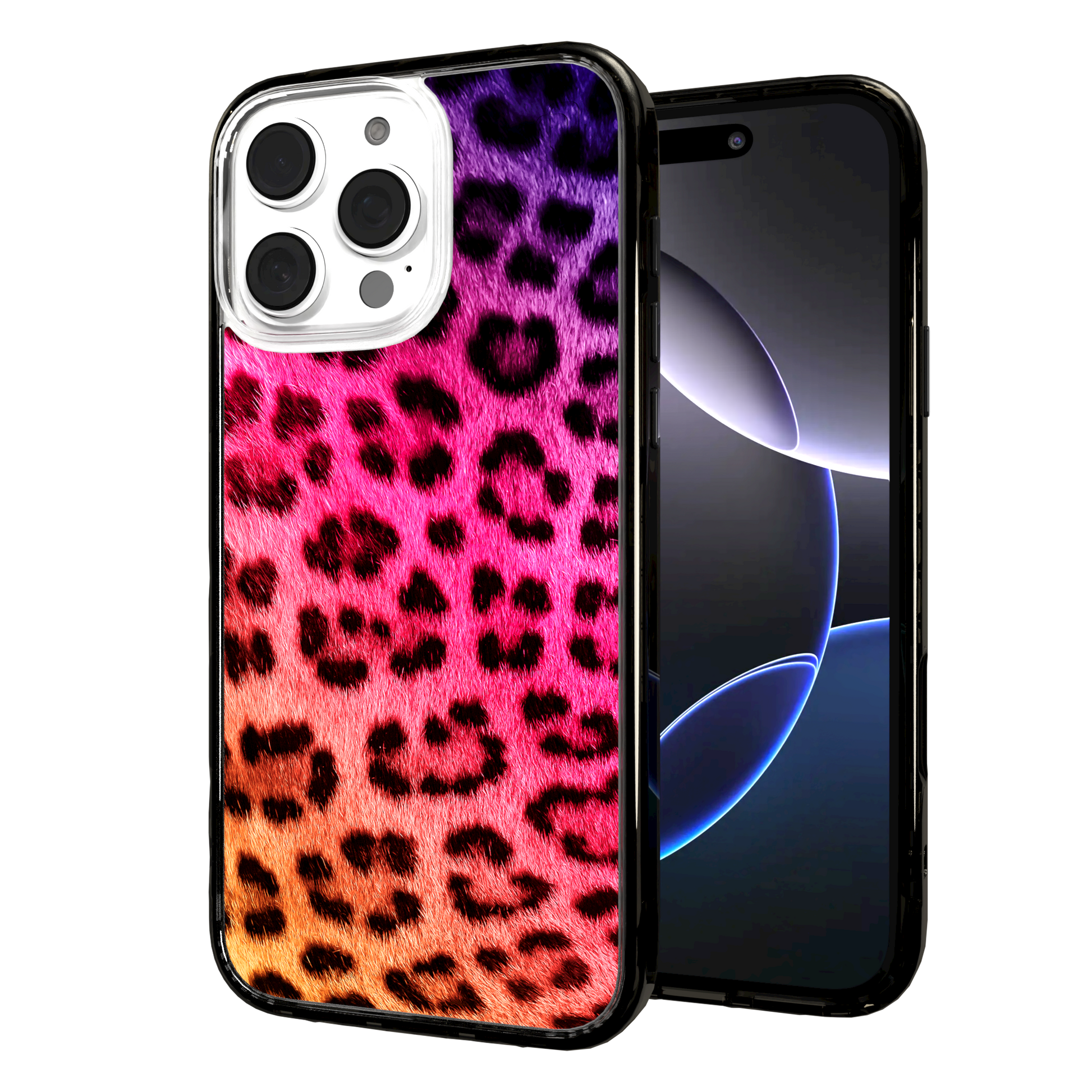 iPhone 16 Series | MagSafe | Animal Print Case | Pink Leopard Print Pink Cheetah / iPhone 16 Pro Max / Black