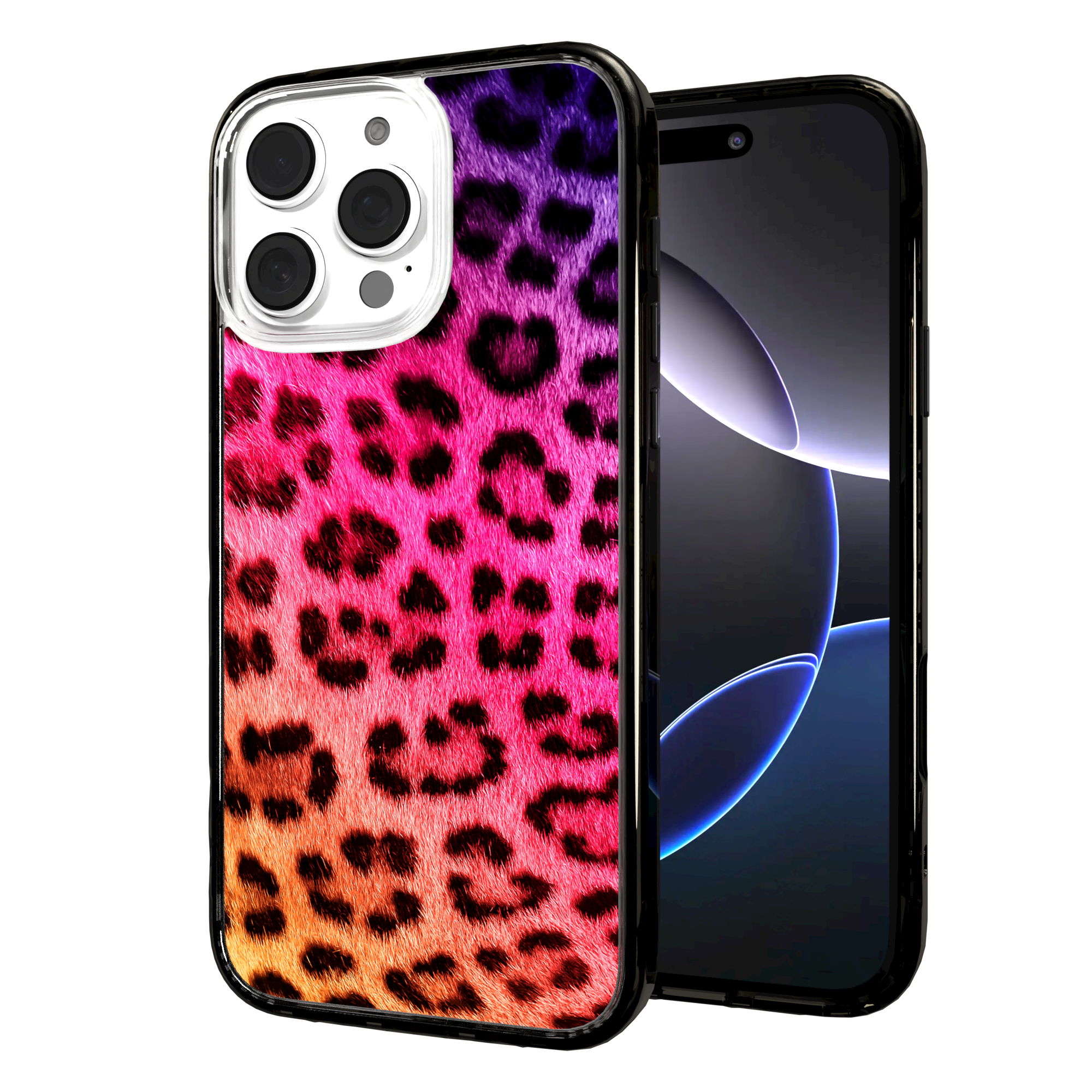 iPhone 16 Series | MagSafe | Animal Print Case | Pink Leopard Print Pink Cheetah / iPhone 16 Pro Max / Black