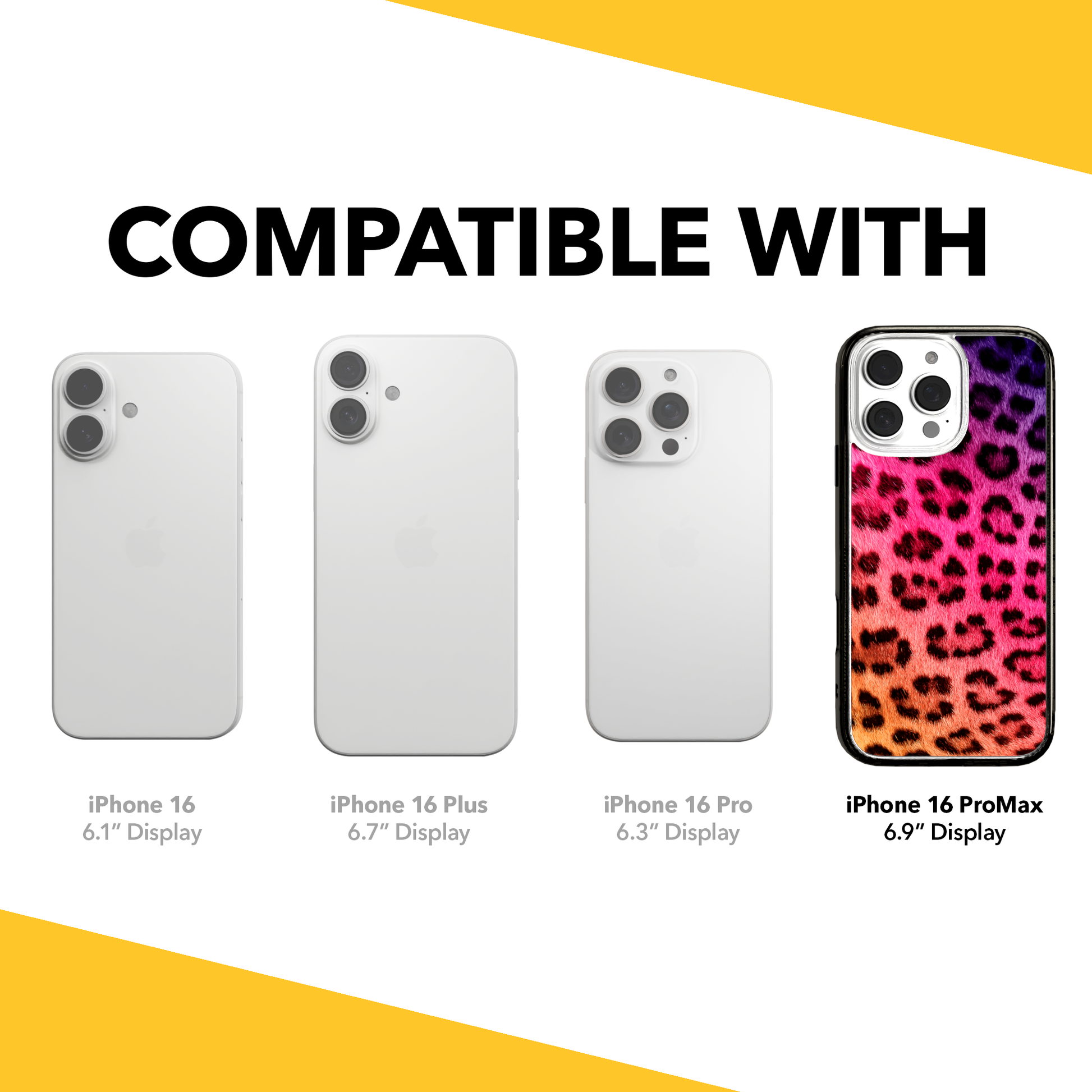 iPhone 16 Series | MagSafe | Animal Print Case | Pink Leopard Print Pink Cheetah / iPhone 16 Pro Max / Black