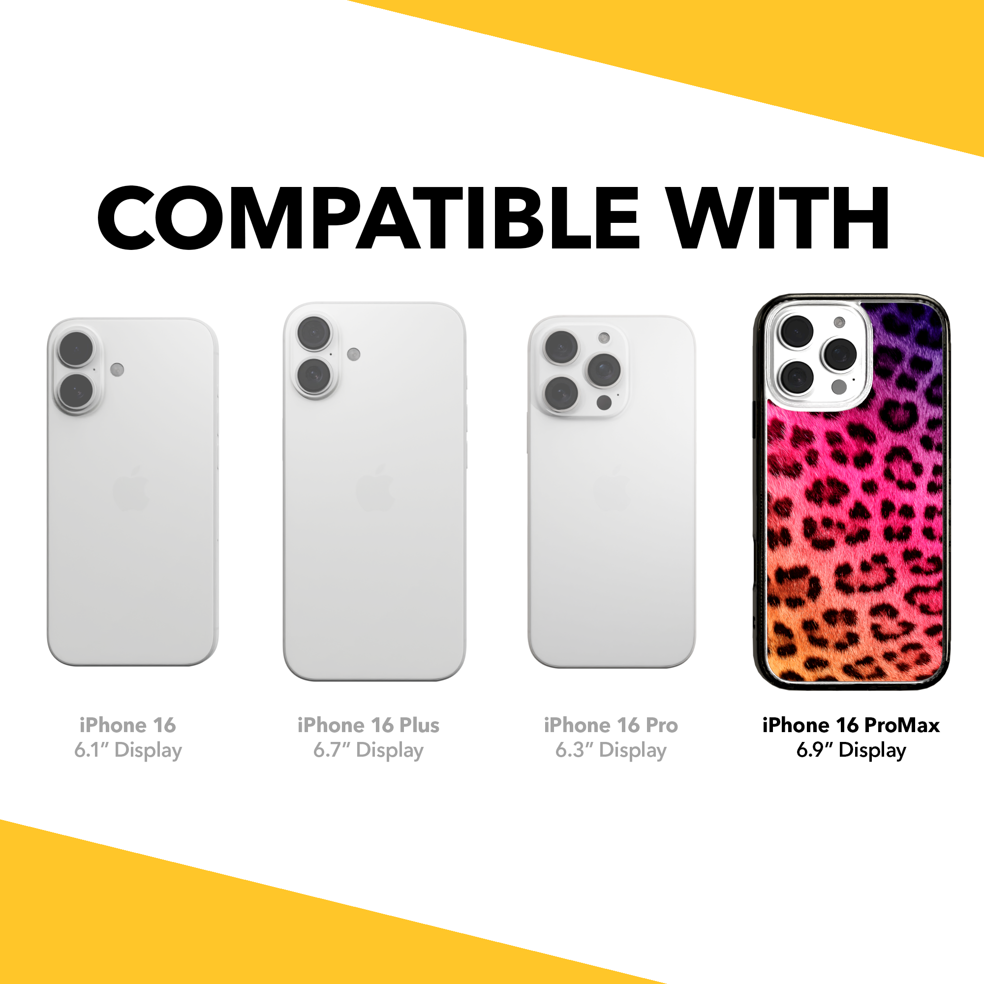 iPhone 16 Series | MagSafe | Animal Print Case | Pink Leopard Print Pink Cheetah / iPhone 16 Pro Max / Black