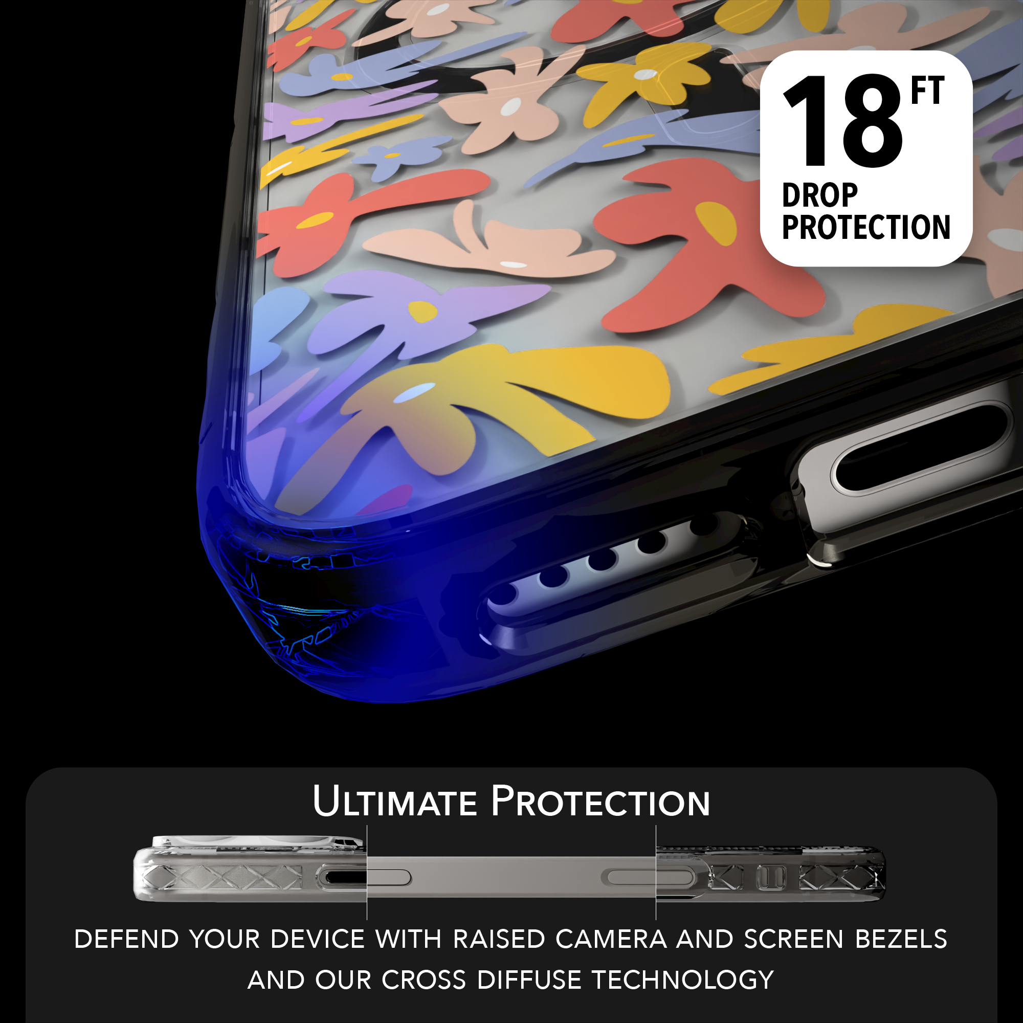 iPhone 16 Series | MagSafe | Flower Case Collection | Trippy Flower Petal Dreams Petal Dreams / iPhone 16 Pro Max / Black